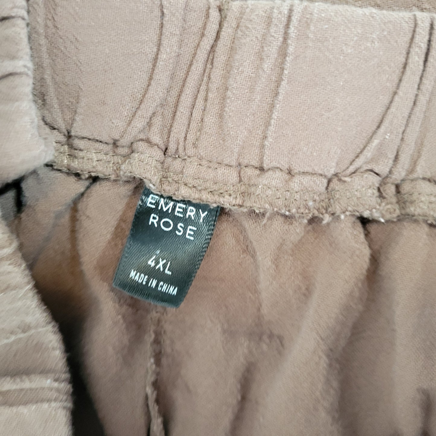 Emery Rose Women's Pants 4XL Brown Cotton Straight Leg Cropped BRO4E