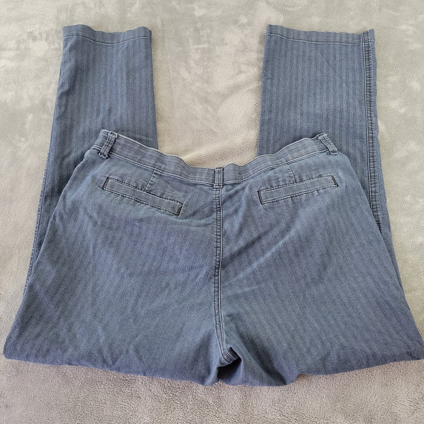 Riders By Lee Women's Size 18 Pants Blue Striped Elastic Waist STR191E