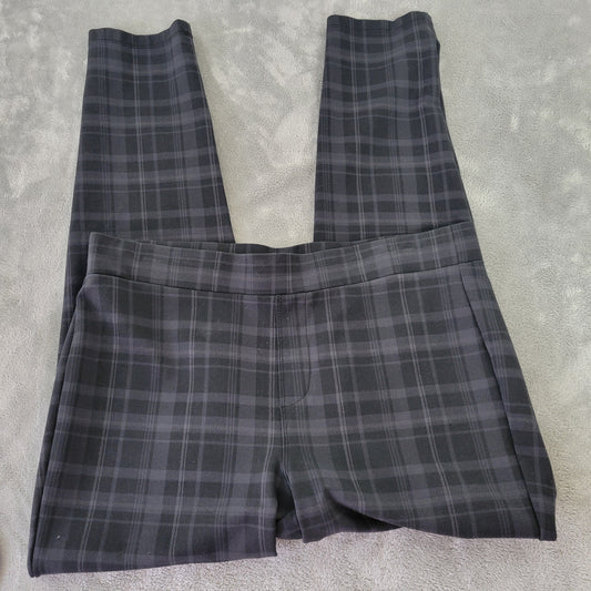 Style & Co Women's XL Black Gray Plaid Pull-On Crop Pants Straight PLA37E