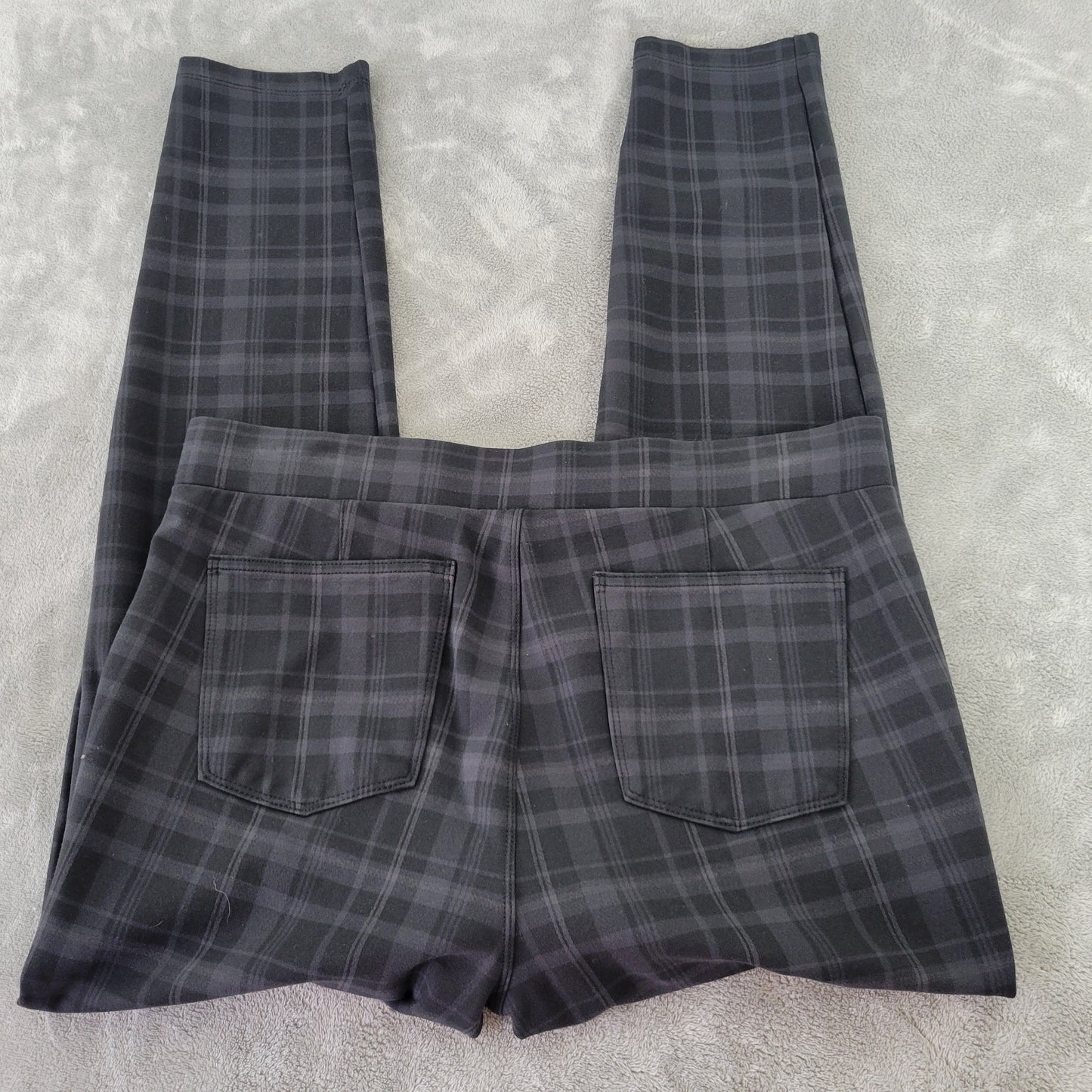 Style & Co Women's XL Black Gray Plaid Pull-On Crop Pants Straight PLA37E