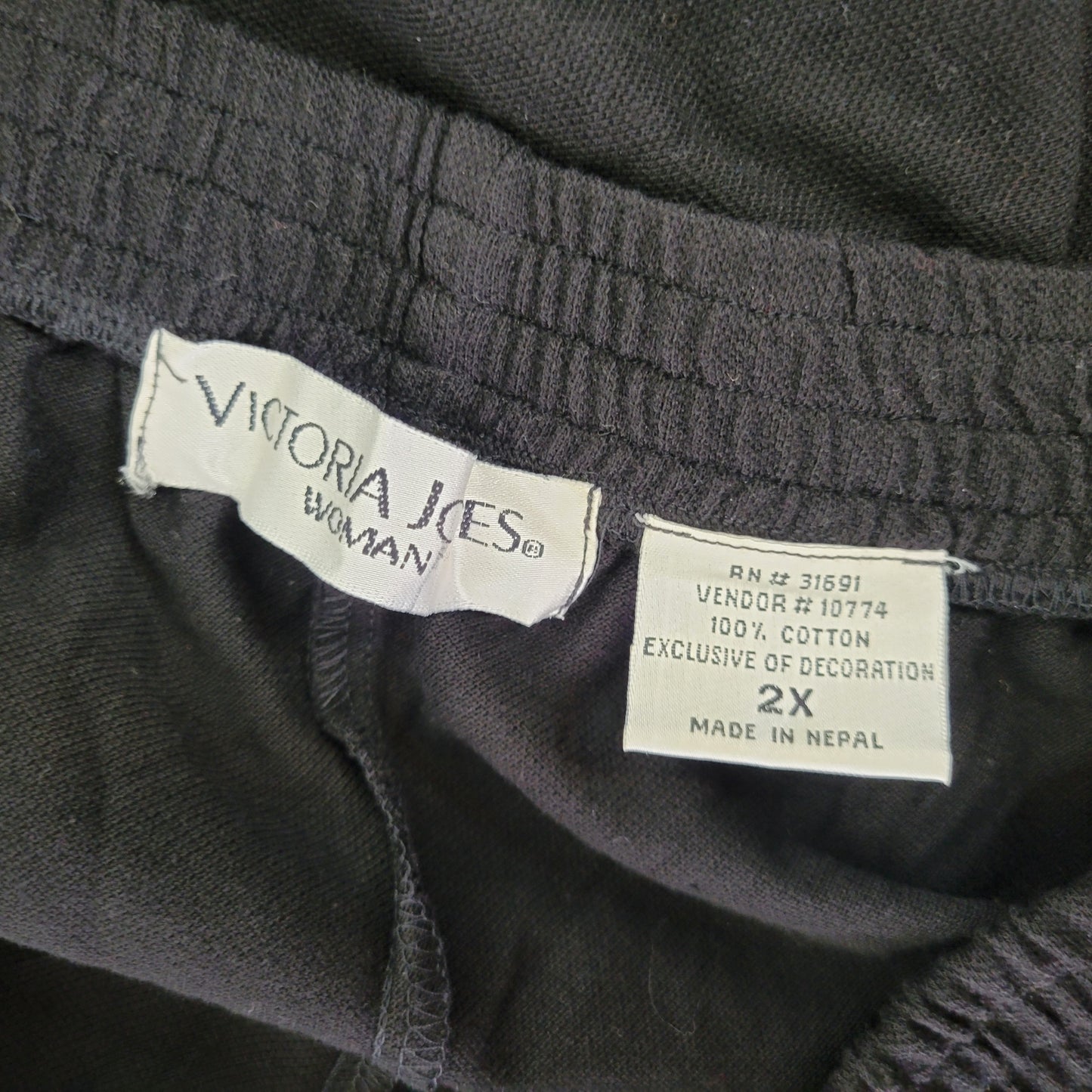 Victoria Jones Womens 2X Plus Black Cotton Shorts Giraffe Applique BLA154E
