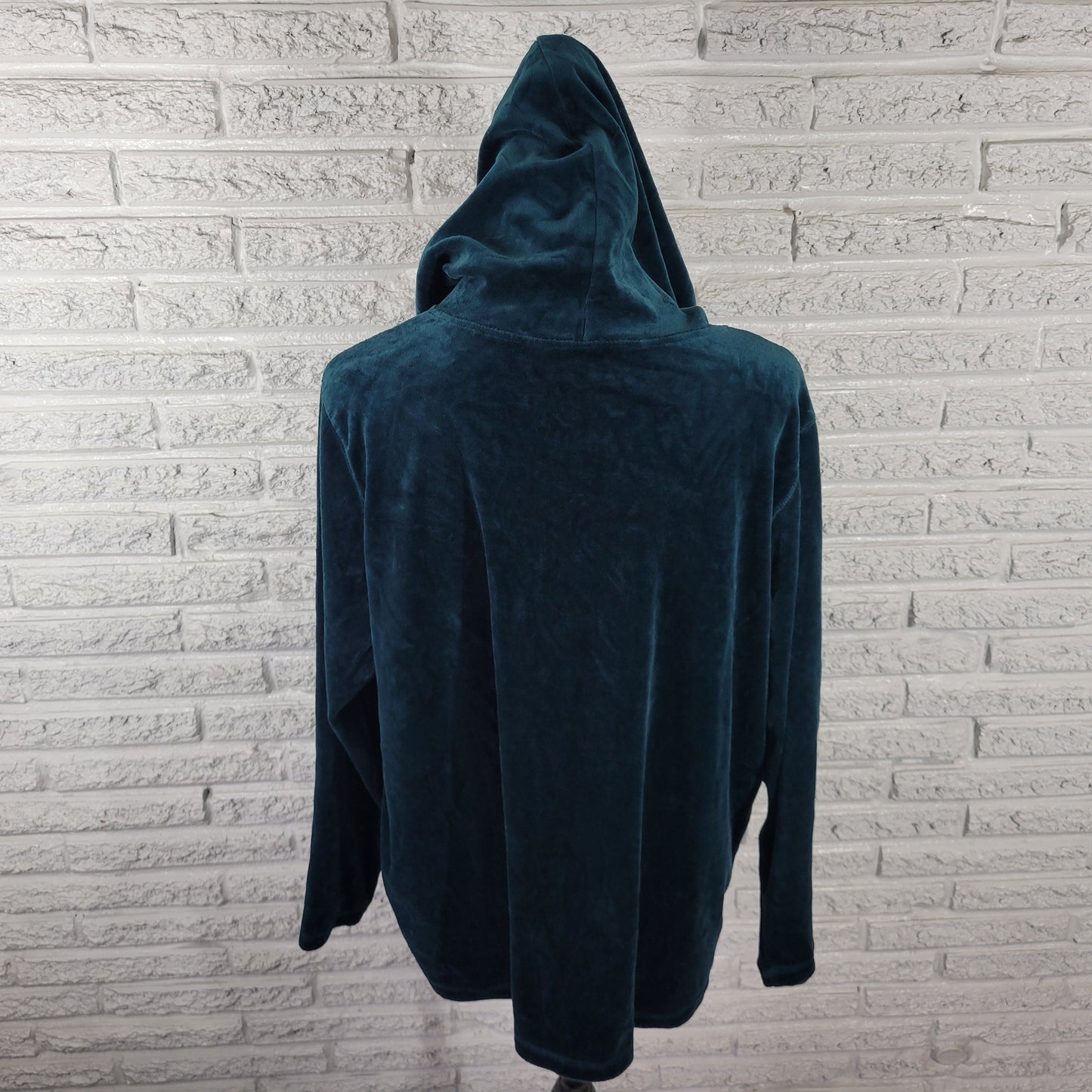 Just My Size Women's 2X Plus Green Sequin Velour Hoodie Zip Up Jacket SWE187E