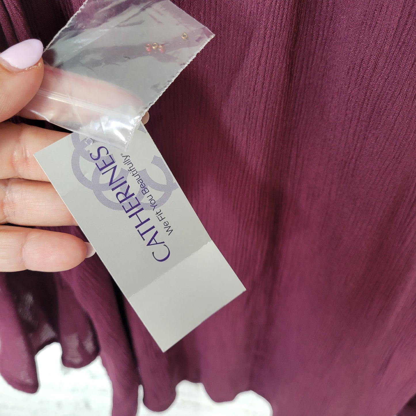 Catherines 3X Plus Purple Tunic Blouse Beaded V-Neck Long Bell Sleeve PUR45E