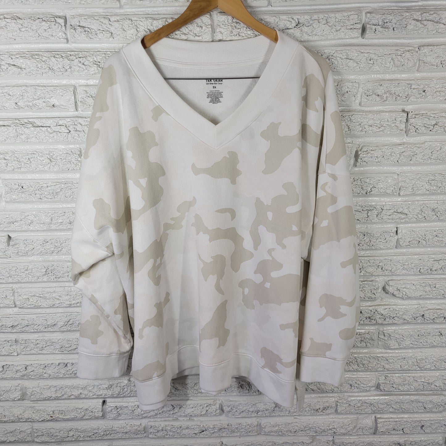 Tek Gear 3X Plus Beige Animal Print Sweatshirt Women's Cotton Blend SWE163XE