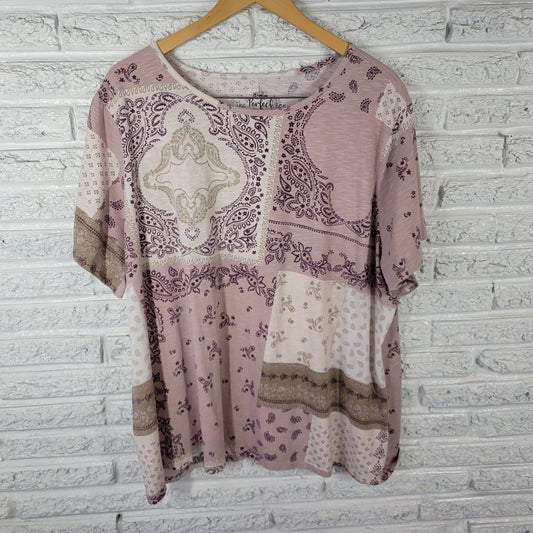 Como Vintage 3X Plus Perfect Tee Multicolor Floral T-Shirt Cotton Blend FLO267XE