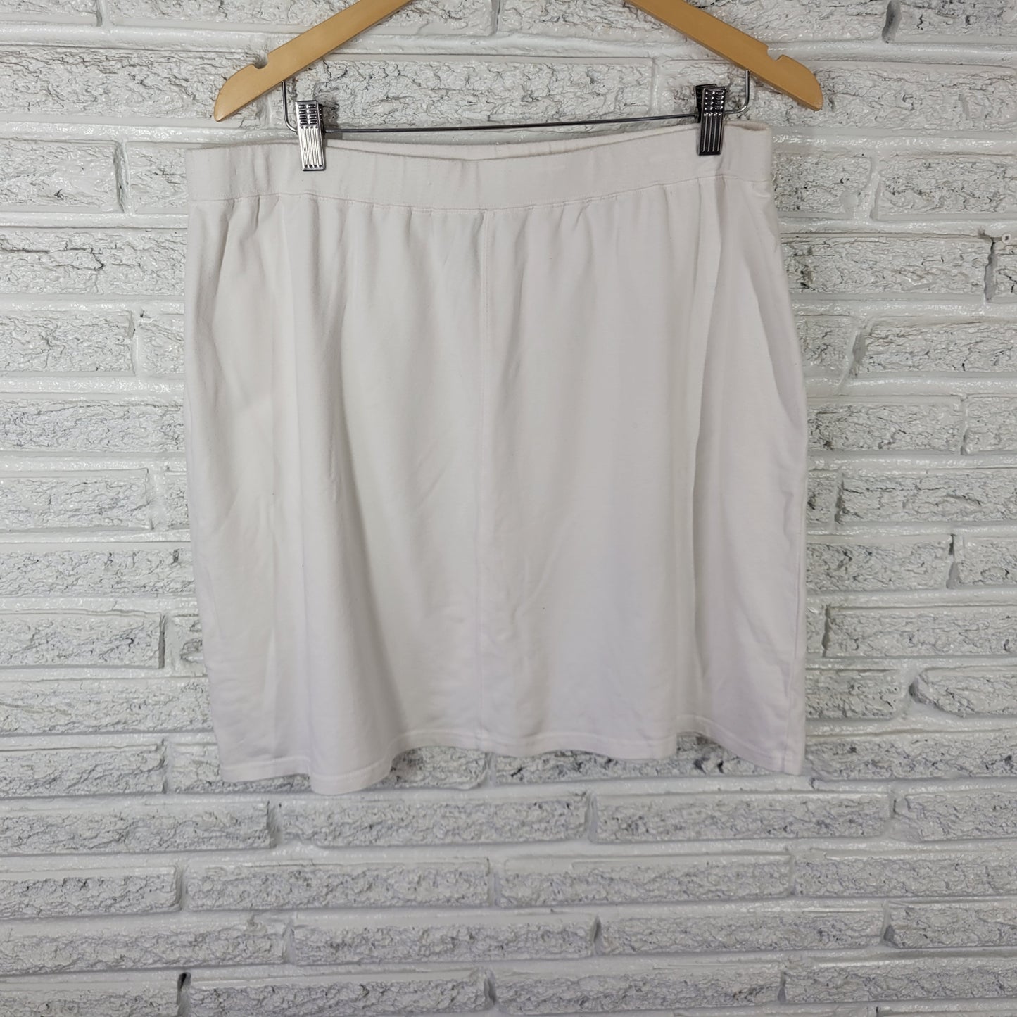 Talbots Women's 2X Plus White A-Line Skirt Mini Cotton Blend Pull-On WHI33E