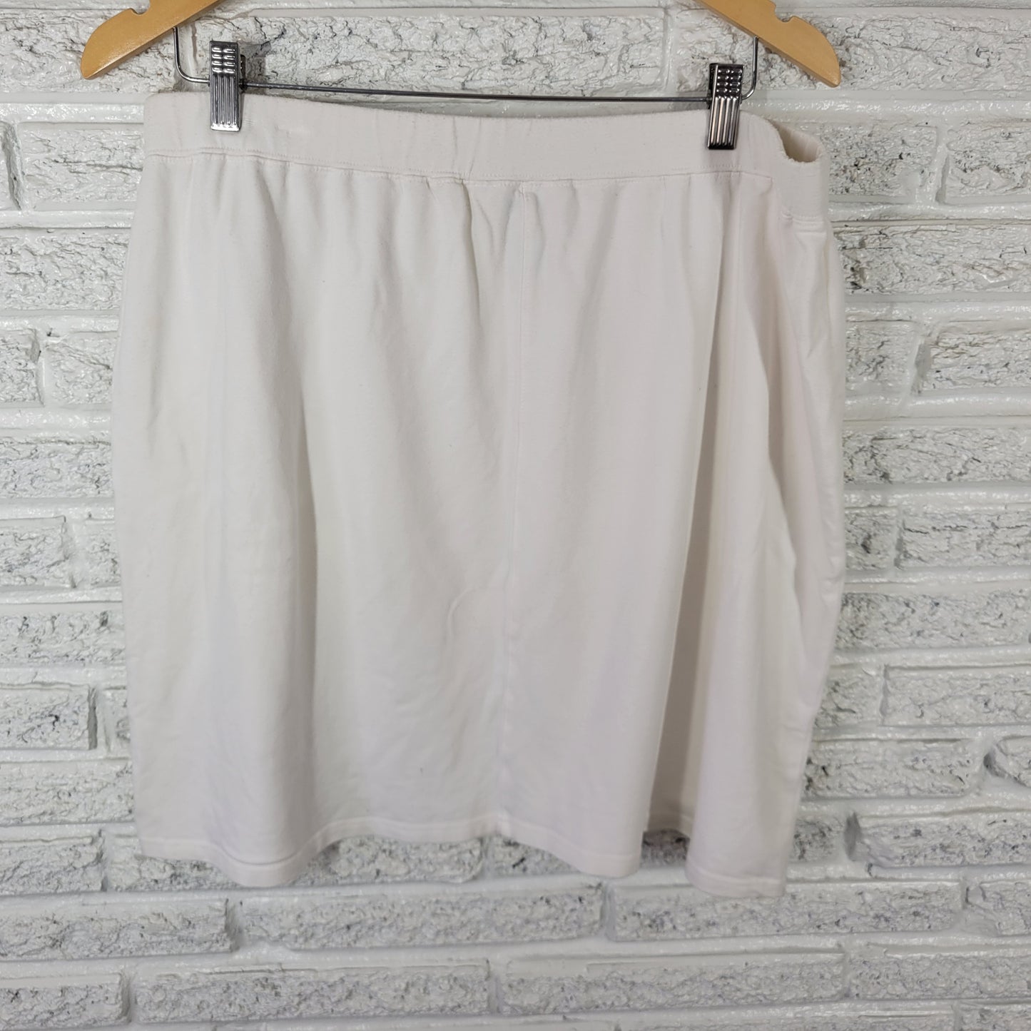 Talbots Women's 2X Plus White A-Line Skirt Mini Cotton Blend Pull-On WHI33E