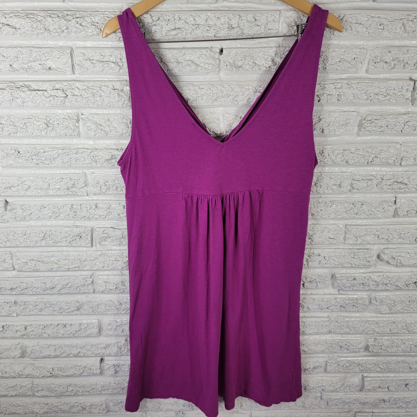 Ann Taylor LOFT Women's XL Purple V-Neck Mini Tank Dress Cotton Blend PUR5E