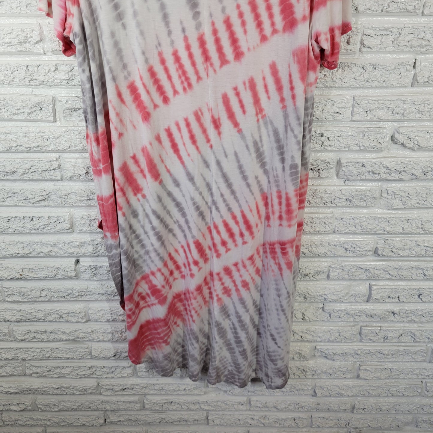 Ava & Viv 2X Plus Size Top Pink Gray Tie Dye Tunic High Low Stretch TIE42E