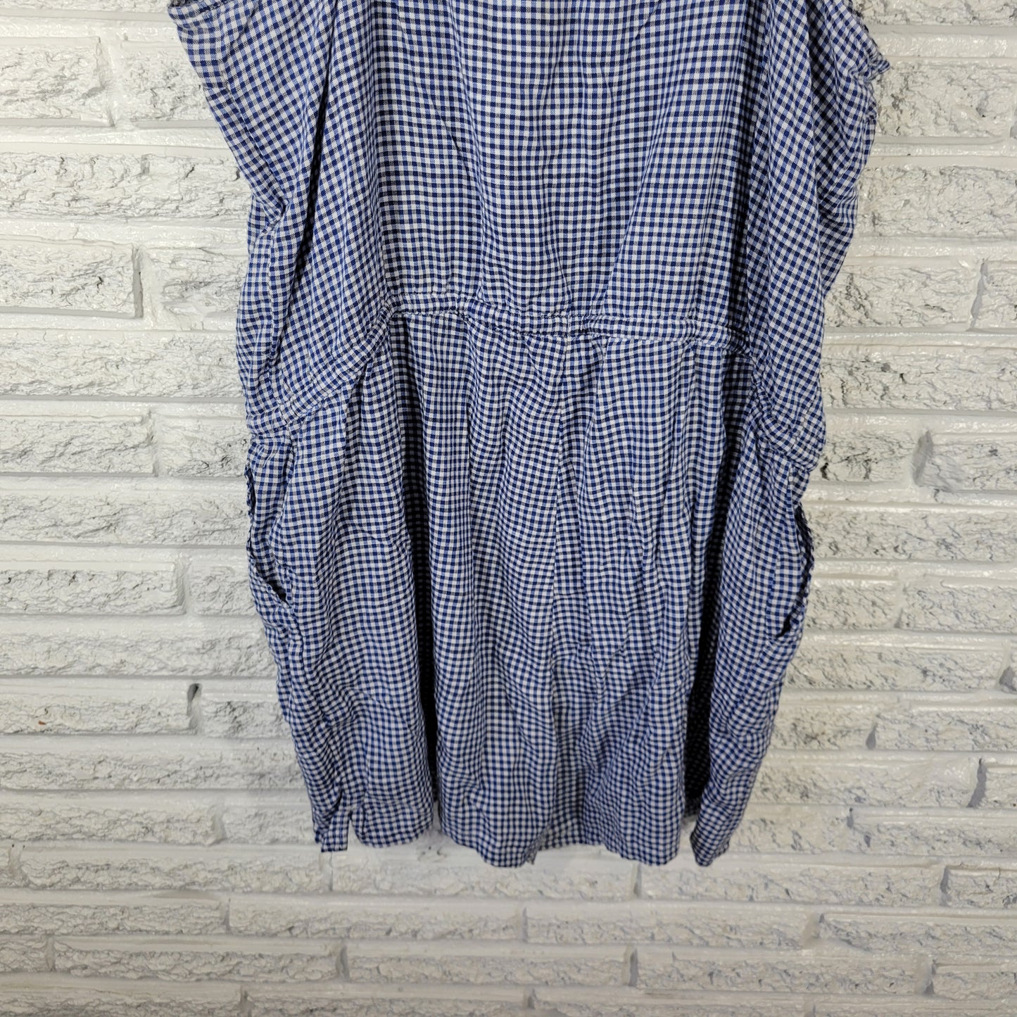 Old Navy Women's XL Romper Blue Gingham Check Cotton Sleeveless Belted PLA27E
