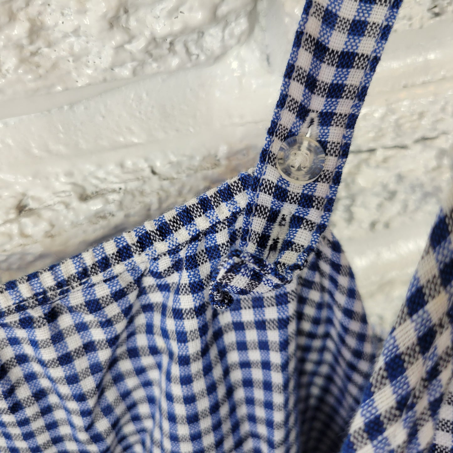 Old Navy Women's XL Romper Blue Gingham Check Cotton Sleeveless Belted PLA27E
