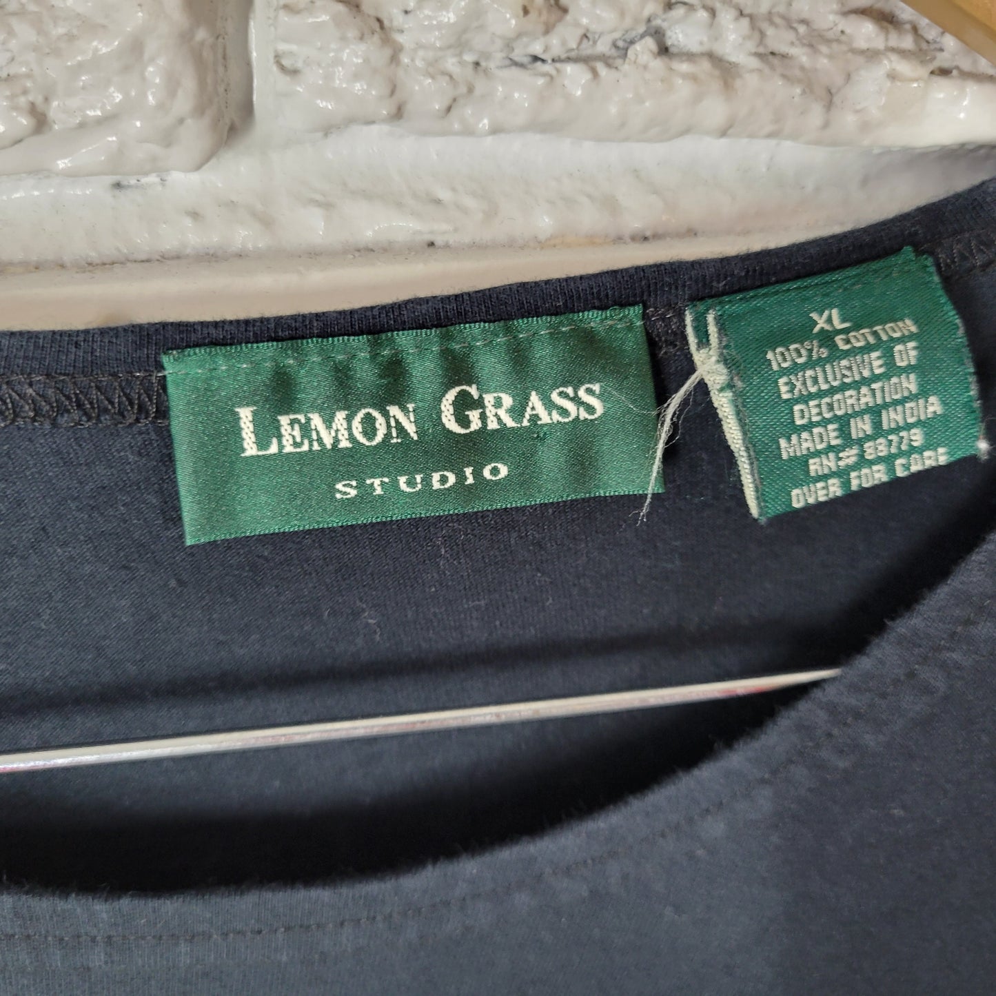 Lemon Grass Christmas XL Tee Indigo Blue Embroidered Santa Bear BLU198E