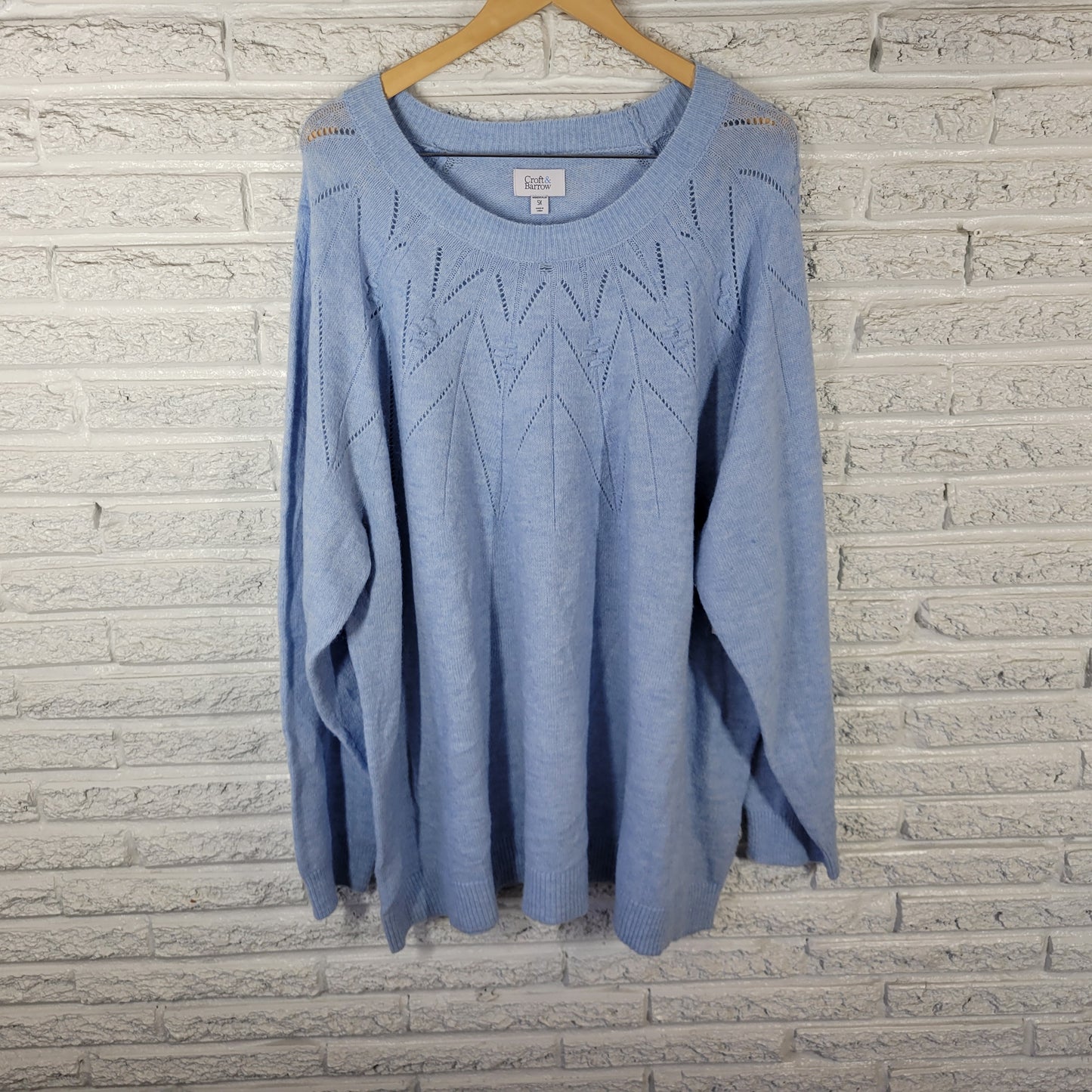 Croft & Barrow Women's 5X Sweater Blue Crew Neck Super Soft Cozy Plus SWE185E