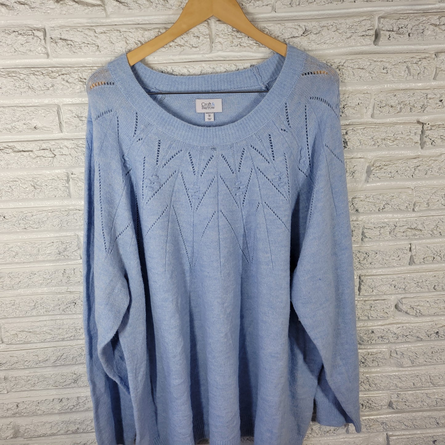 Croft & Barrow Women's 5X Sweater Blue Crew Neck Super Soft Cozy Plus SWE185E