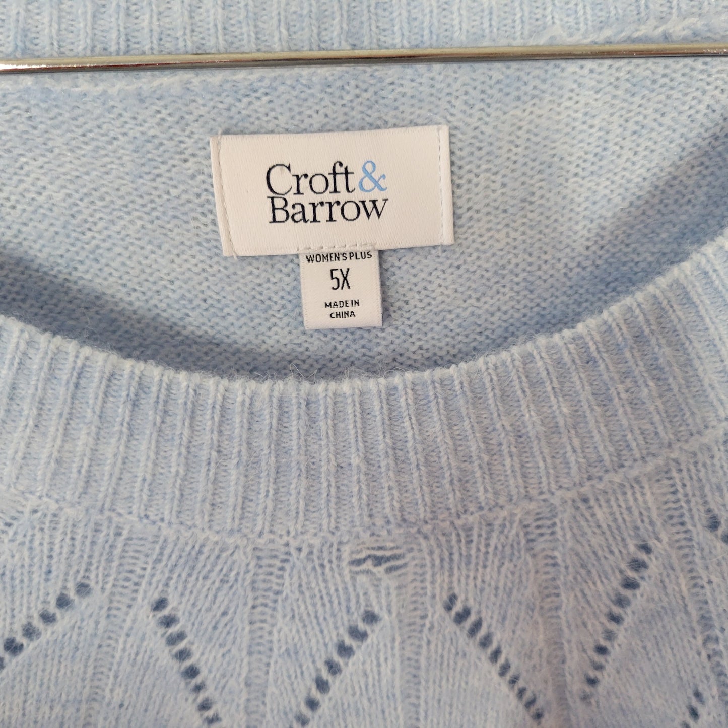 Croft & Barrow Women's 5X Sweater Blue Crew Neck Super Soft Cozy Plus SWE185E