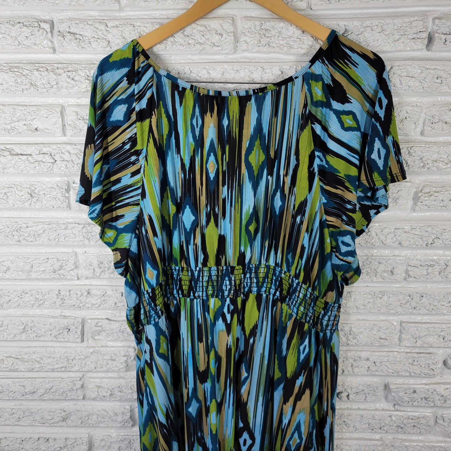 Avenue Dress 22/24 Plus Size Sheath Geometric Boat Neck Keyhole GEO277E