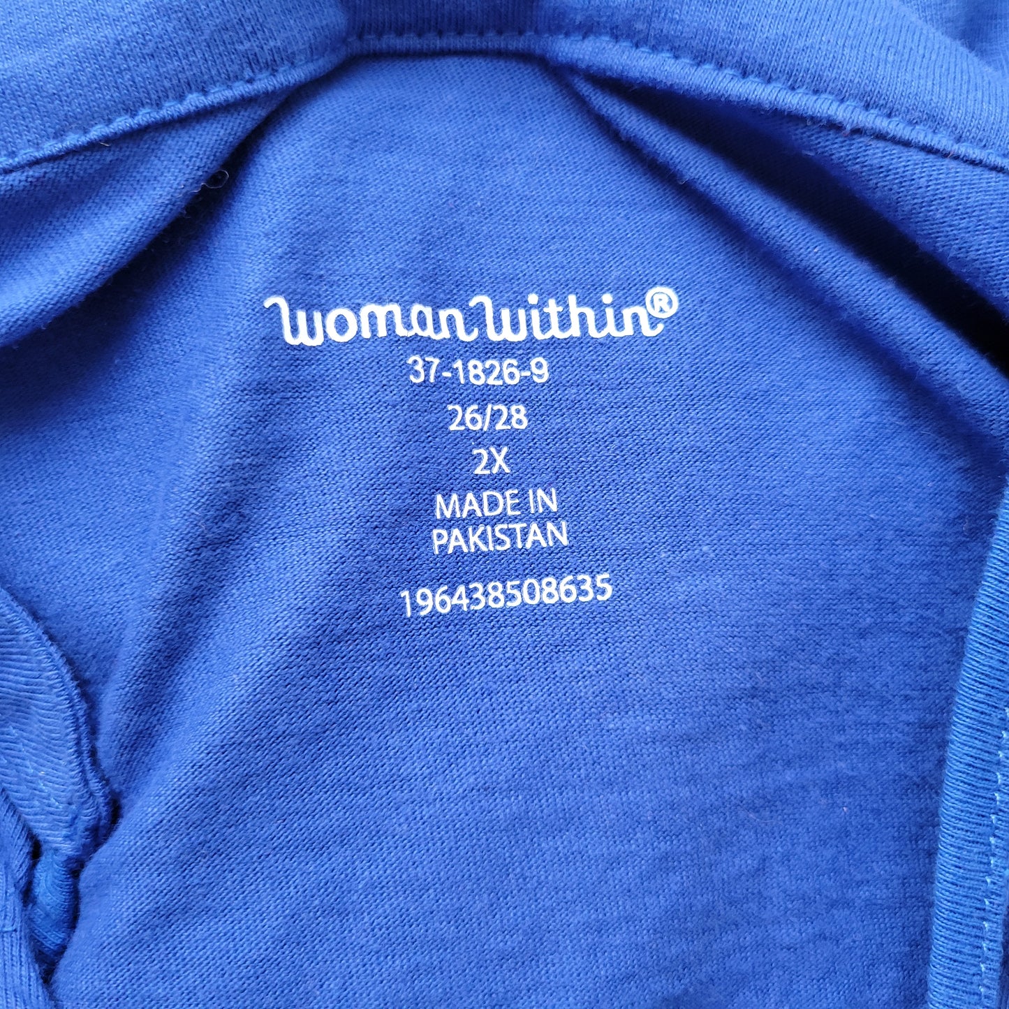 Woman Within Tunic 2X Plus Blue Pintuck Blouse Roll Tab Long Sleeve BLU142E