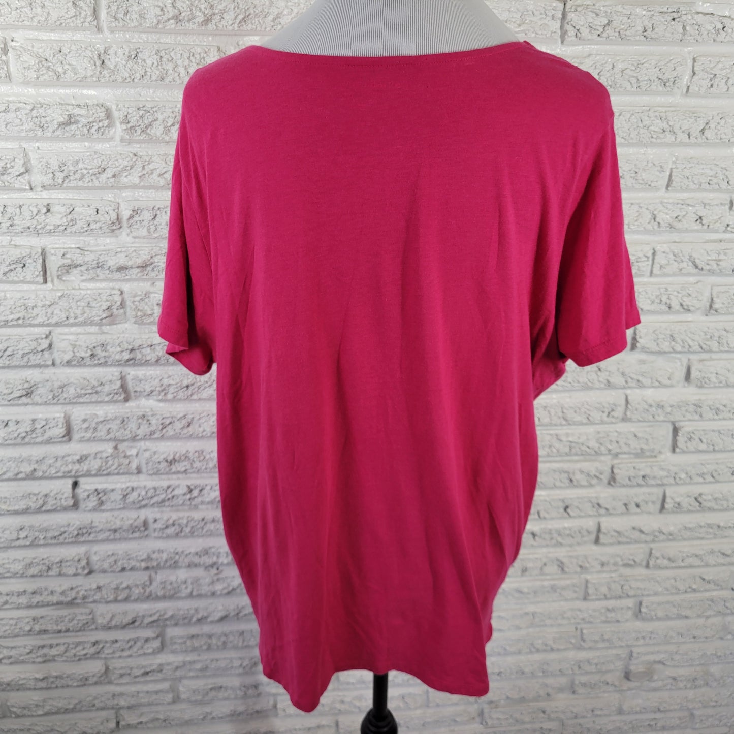 Croft & Barrow Women's 2X Tee Pink Paisley Embroidered Beaded E3E