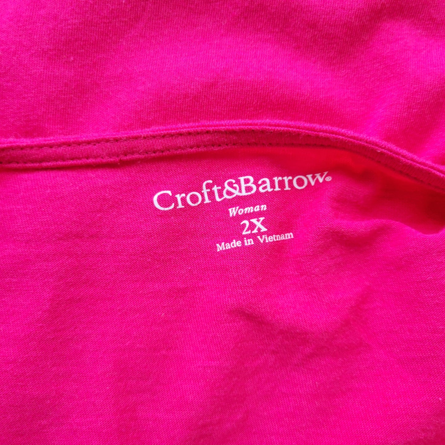 Croft & Barrow Women's 2X Tee Pink Paisley Embroidered Beaded E3E