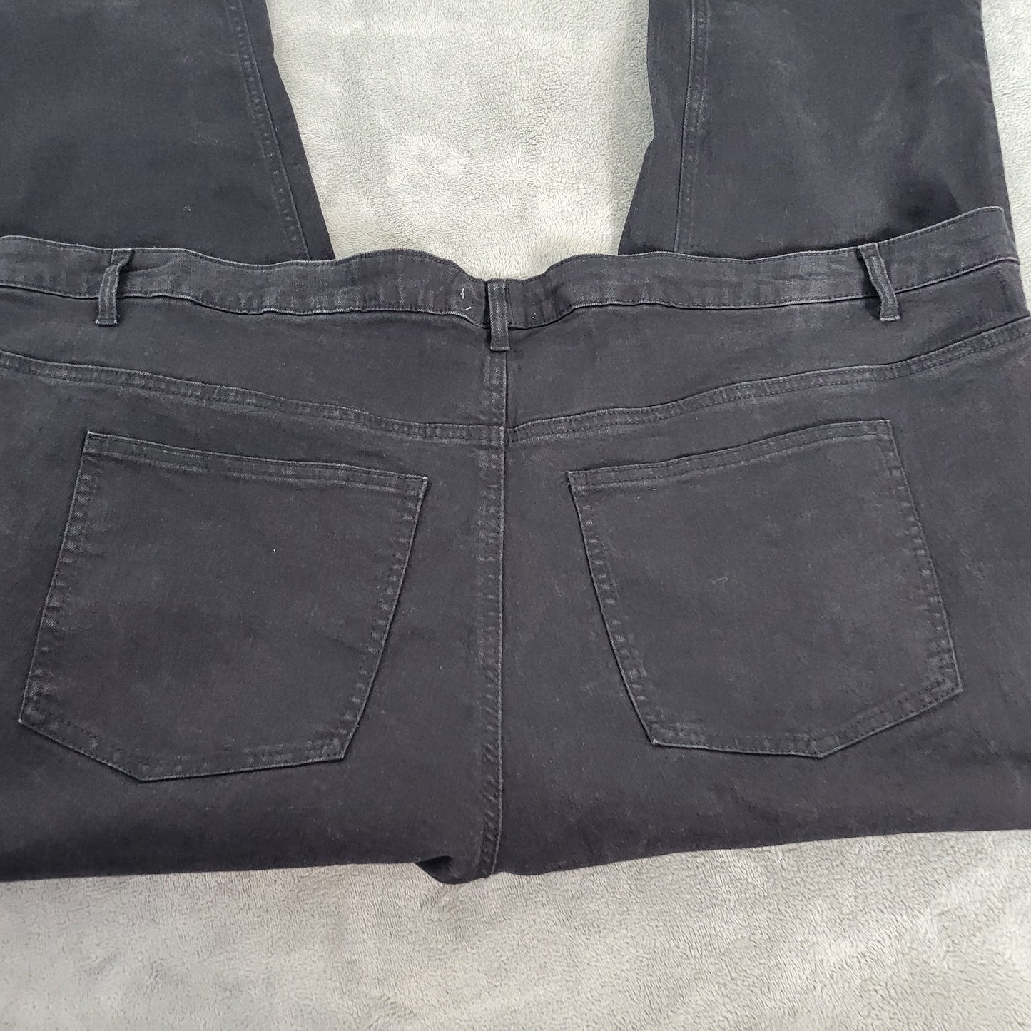 Woman Within Women's 30W Plus Size Black Denim Capri Jeans Elastic Waist CAP19E