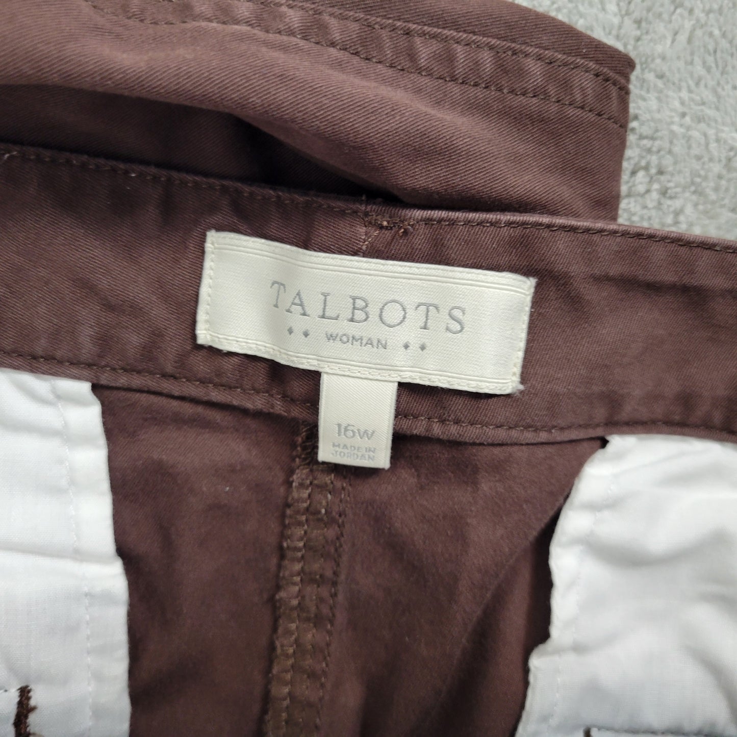 Talbots Women's 16W Brown Cotton Blend Capri Pants Straight Leg BRO36E