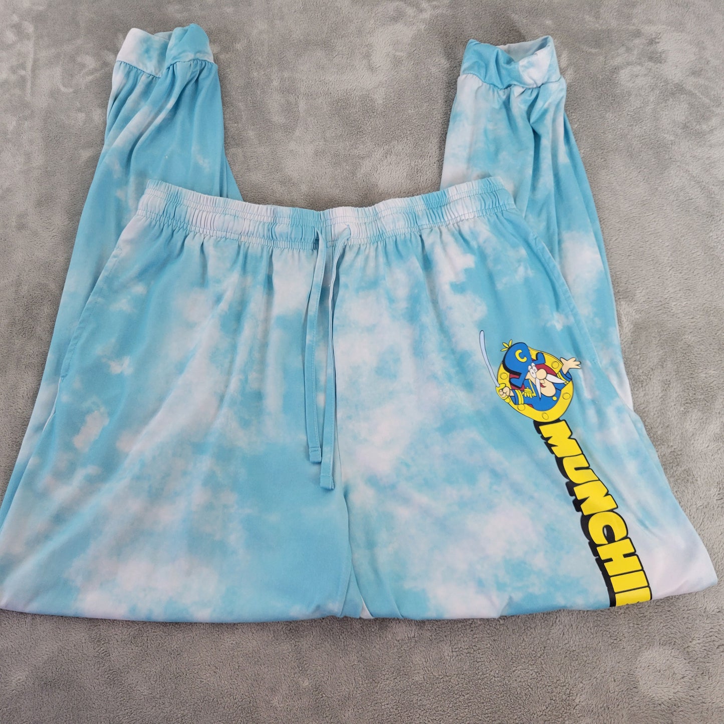 Cap'n Crunch Cereal Pajama Lounge Pants XL Blue Tie Dye Womens Pockets NOV74E