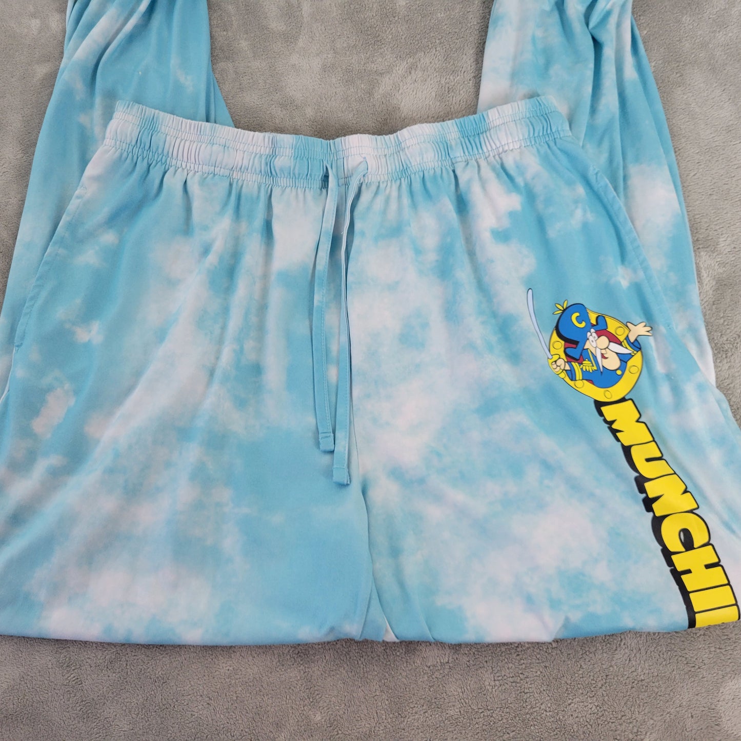 Cap'n Crunch Cereal Pajama Lounge Pants XL Blue Tie Dye Womens Pockets NOV74E