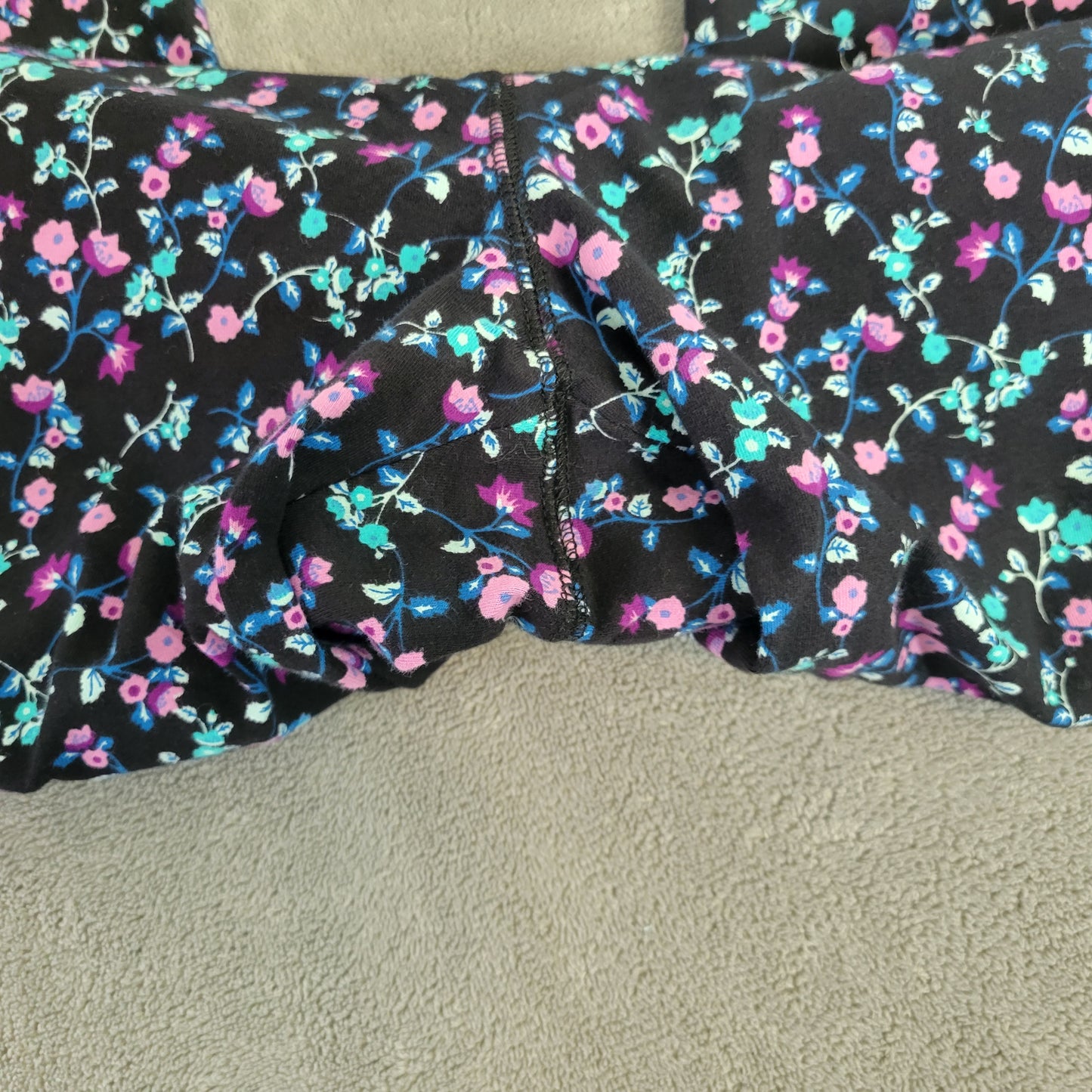 Denim & Co Women's 2X Capri Pants Floral Purple Black Blue Pull On FLO65E