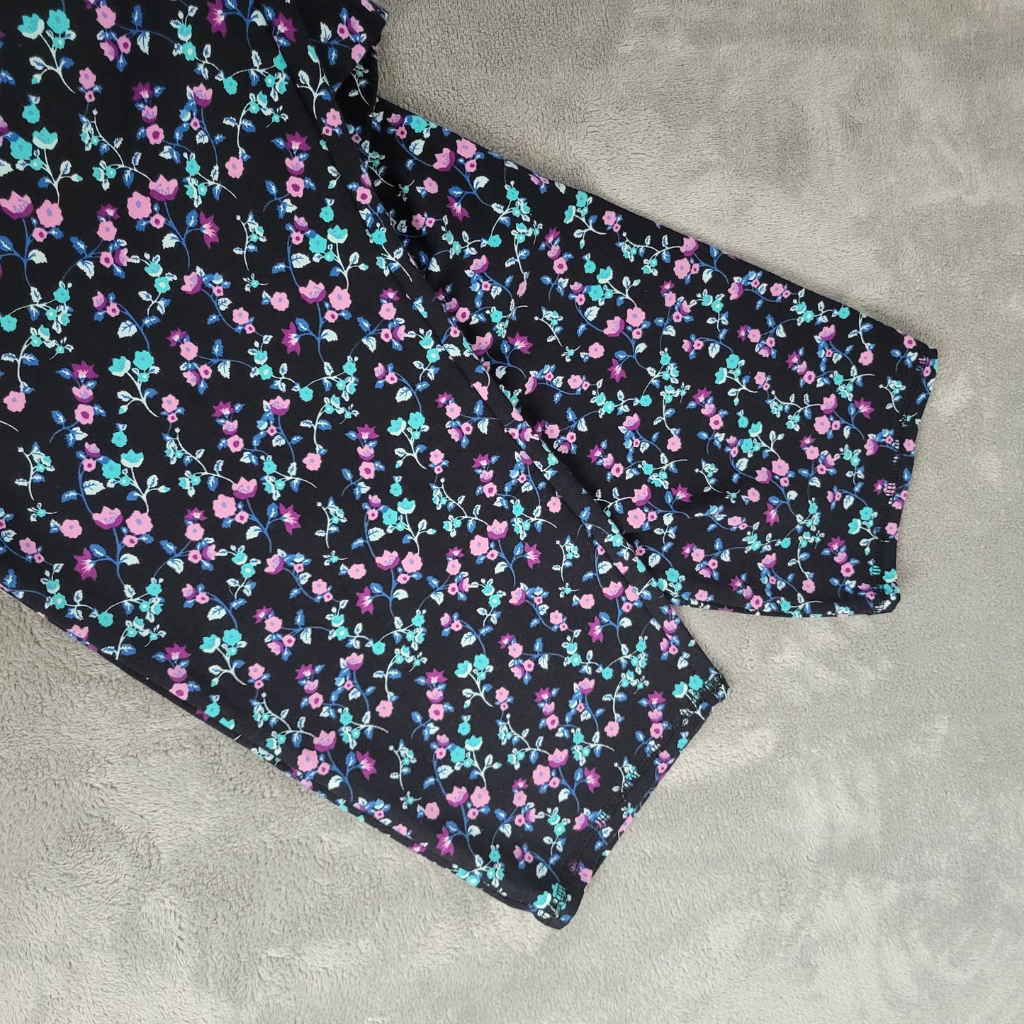 Denim & Co Women's 2X Capri Pants Floral Purple Black Blue Pull On FLO65E