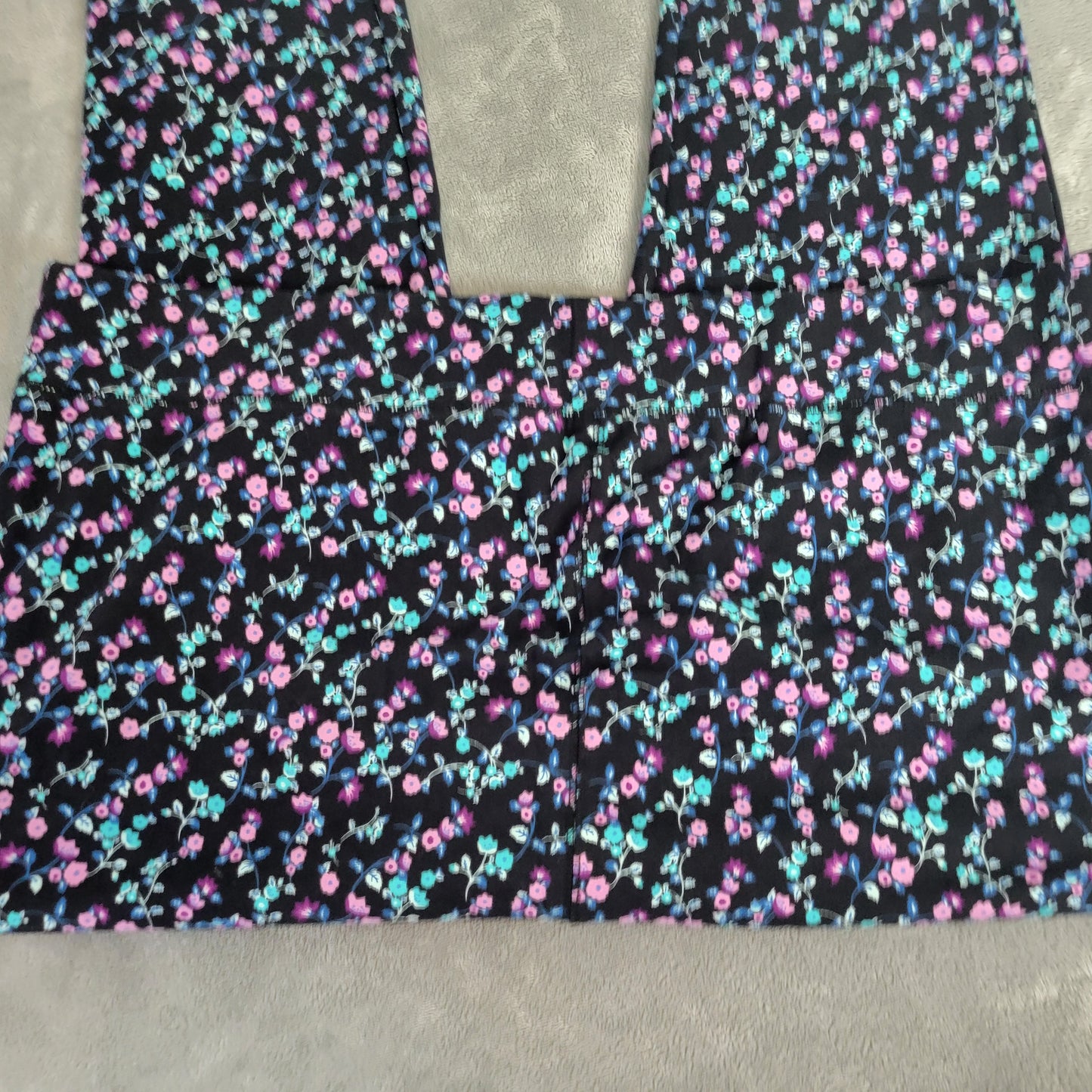 Denim & Co Women's 2X Capri Pants Floral Purple Black Blue Pull On FLO65E
