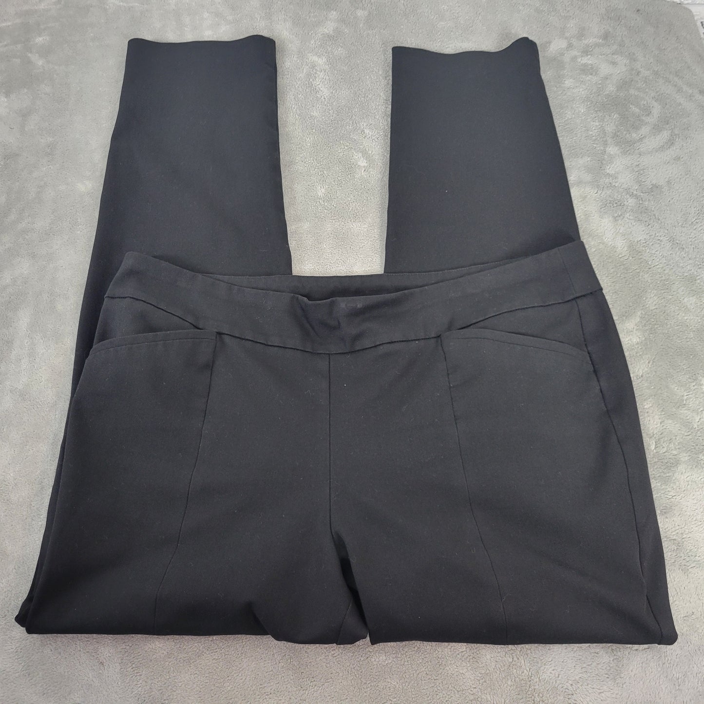 Chicos Pants XL 18 Tall Black Dress Pants Slimming Pull On Elastic Waist BLA140E
