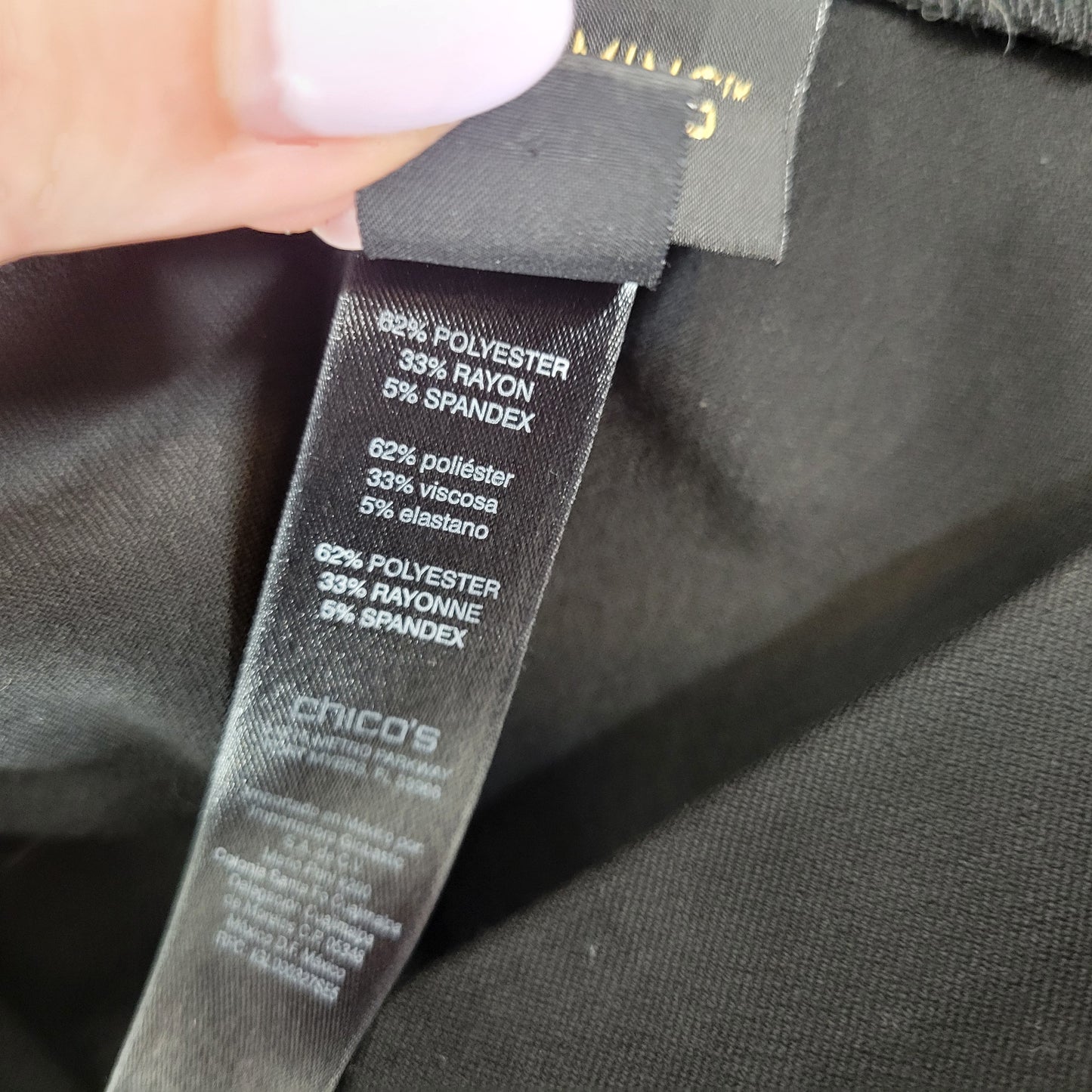 Chicos Pants XL 18 Tall Black Dress Pants Slimming Pull On Elastic Waist BLA140E