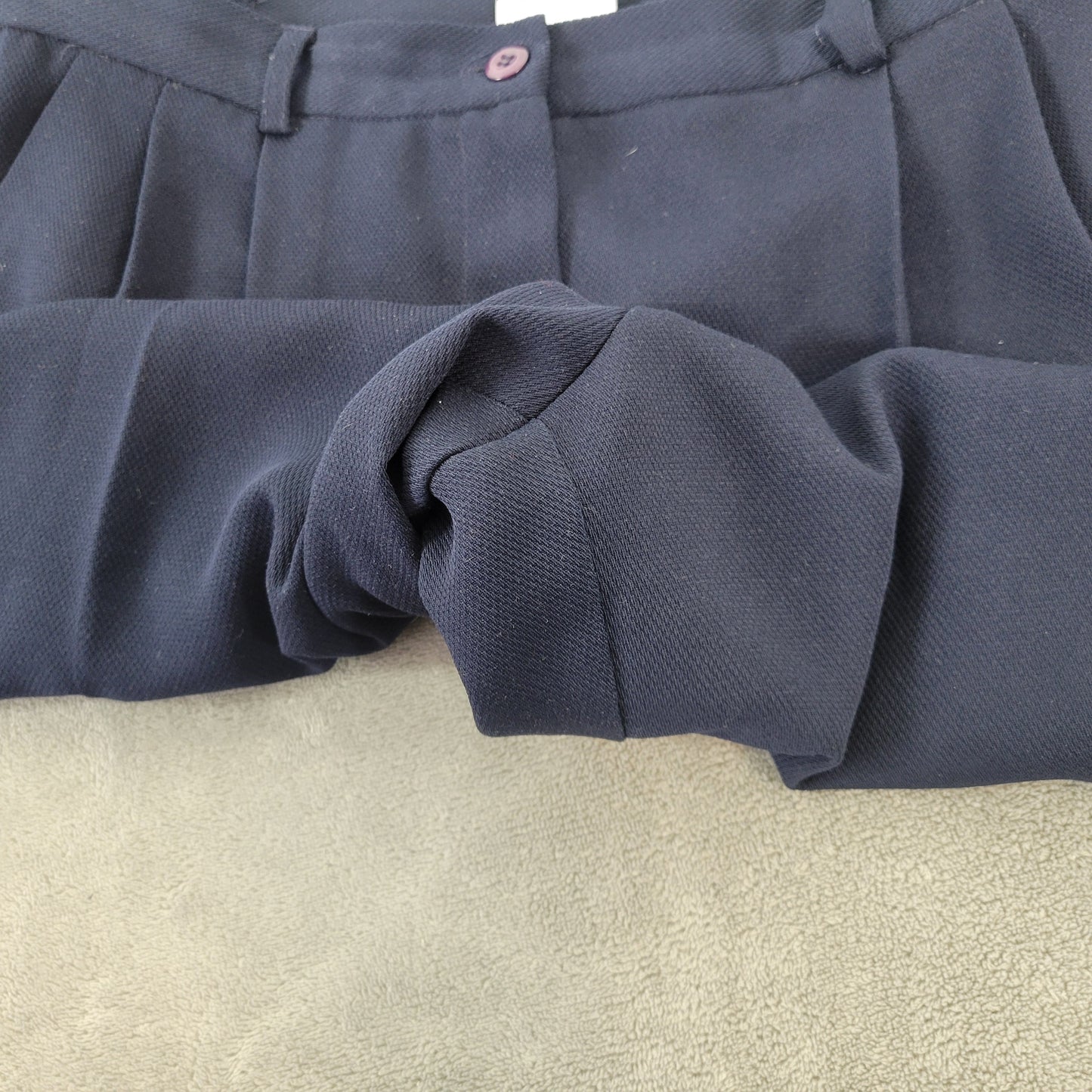 Villager Liz Claiborne 16W Blue Capri Pants Plus Size Pleated BLU252E