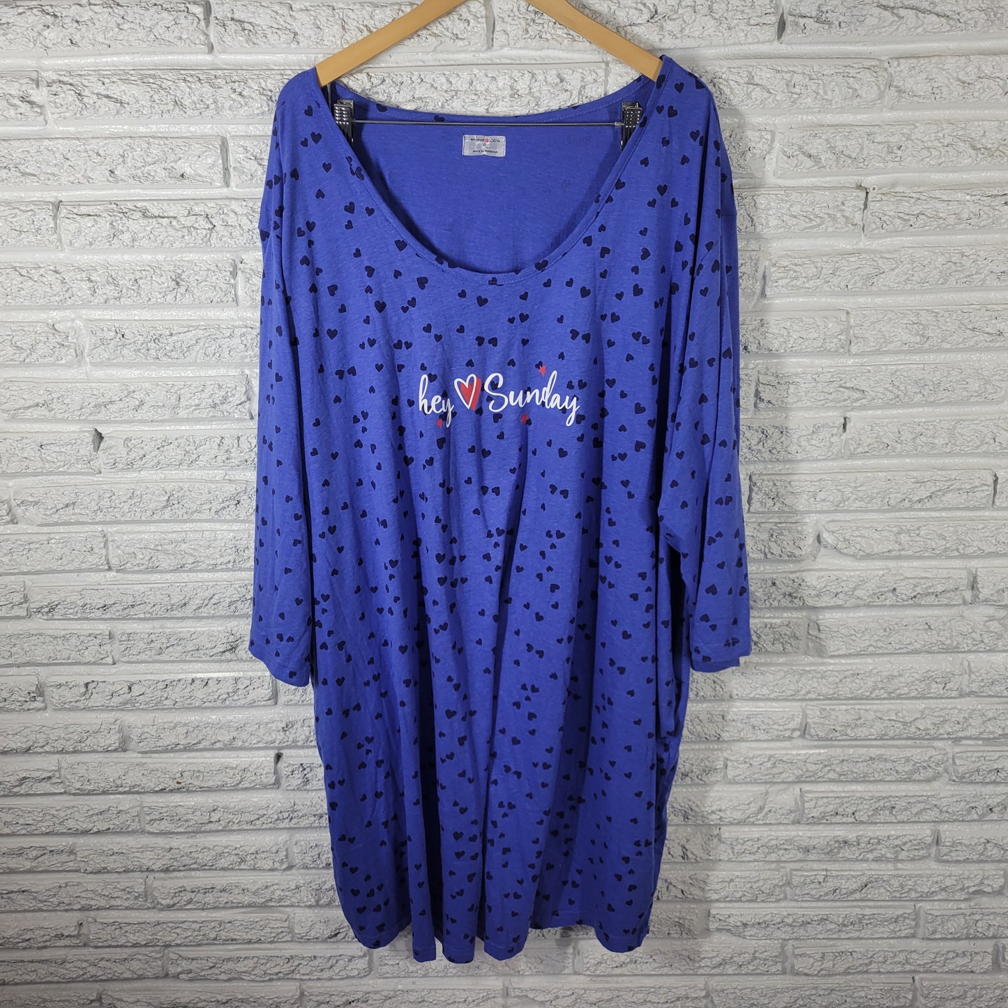 Avenue Body Women's 3X Nightgown Blue Cotton Blend Long Sleeve BLU22E