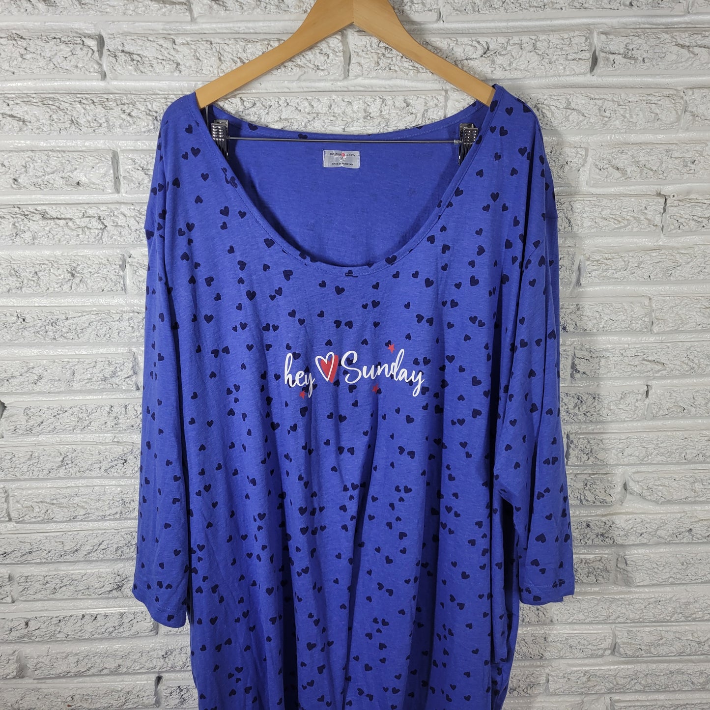 Avenue Body Women's 3X Nightgown Blue Cotton Blend Long Sleeve BLU22E