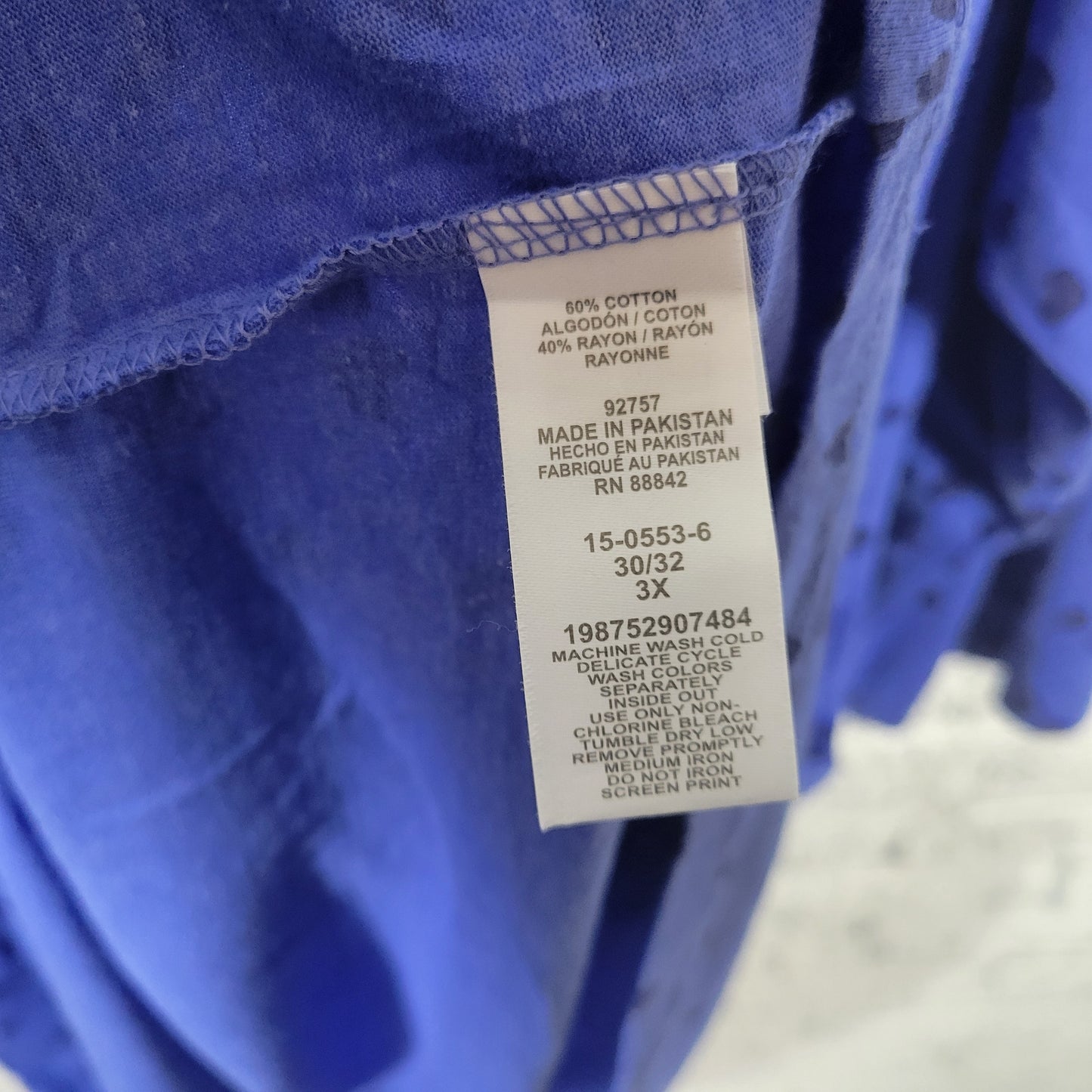 Avenue Body Women's 3X Nightgown Blue Cotton Blend Long Sleeve BLU22E