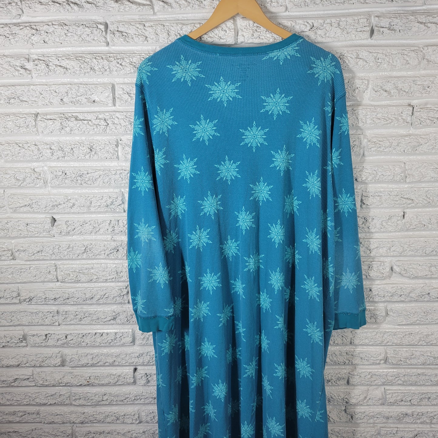 Dreams Co Women's 3X House Dress Blue Waffle Knit Snowflake Snap Front BLU229E