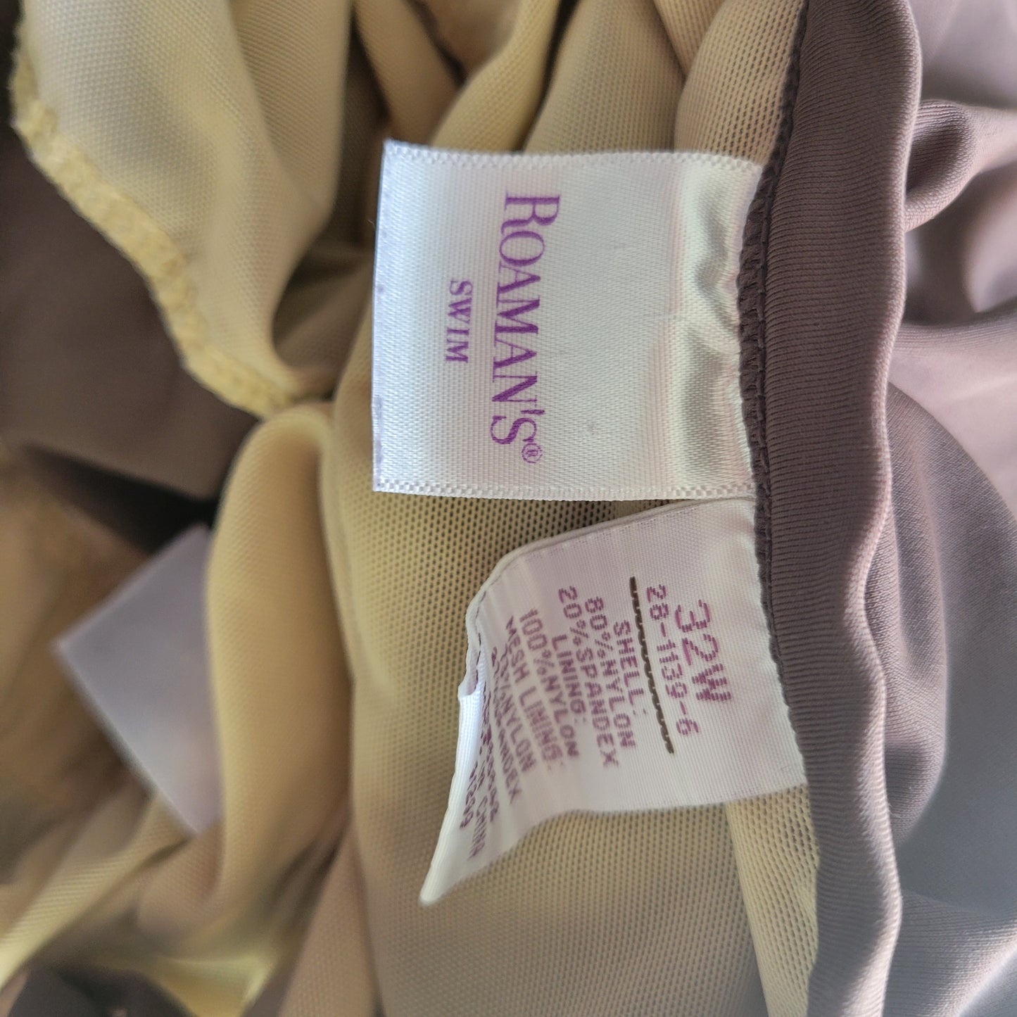 Roamans 32W Brown Skirted Swimsuit One Piece Plus Size Adjustable  BRO37E