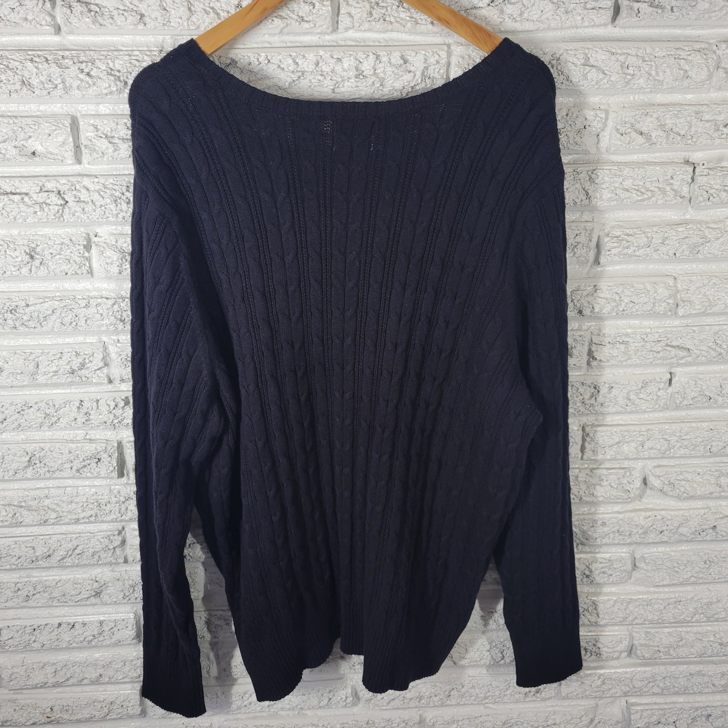 St. John's Bay Sweater 3X Plus Black Cable Knit Pullover Crew Neck SWE49E