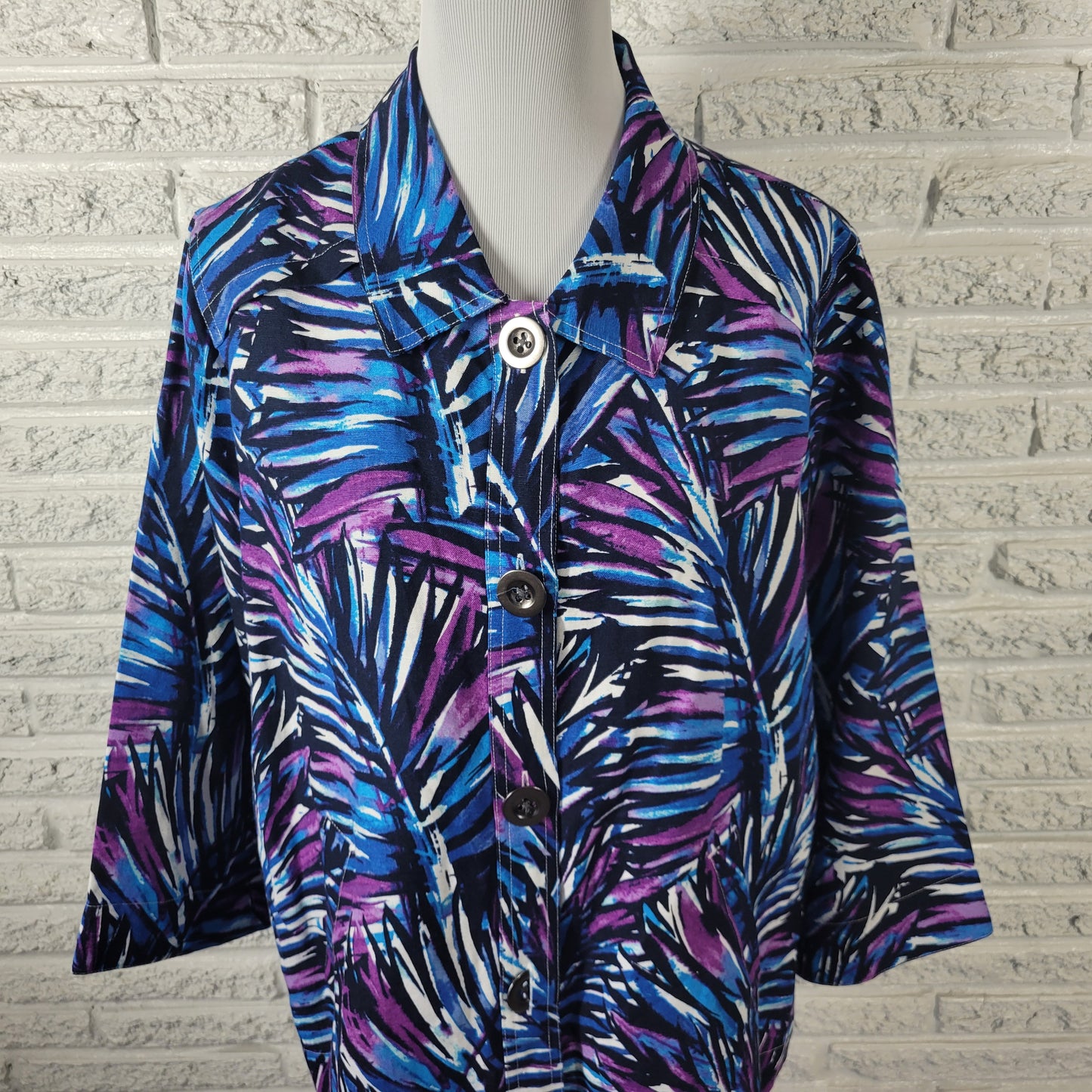 Christopher & Banks Women's XL Shacket Jacket Purple Blue Floral FLO92E