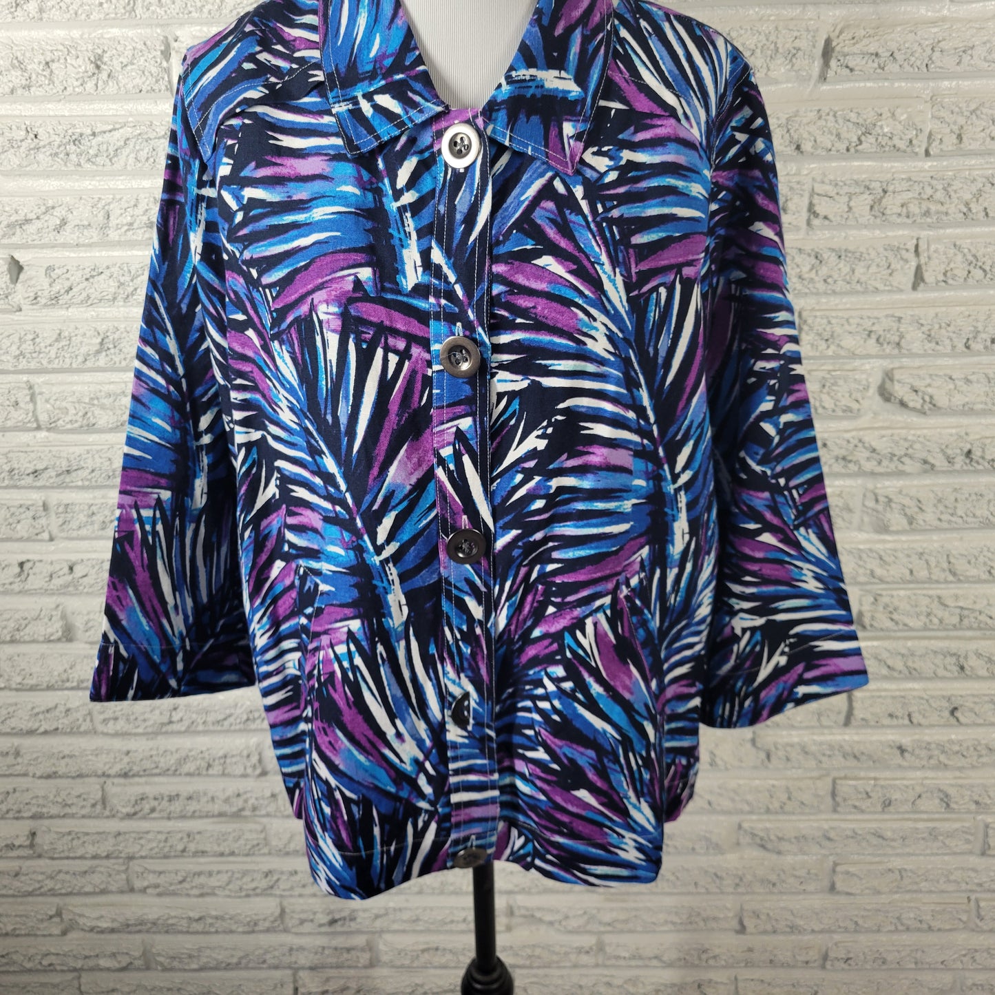 Christopher & Banks Women's XL Shacket Jacket Purple Blue Floral FLO92E