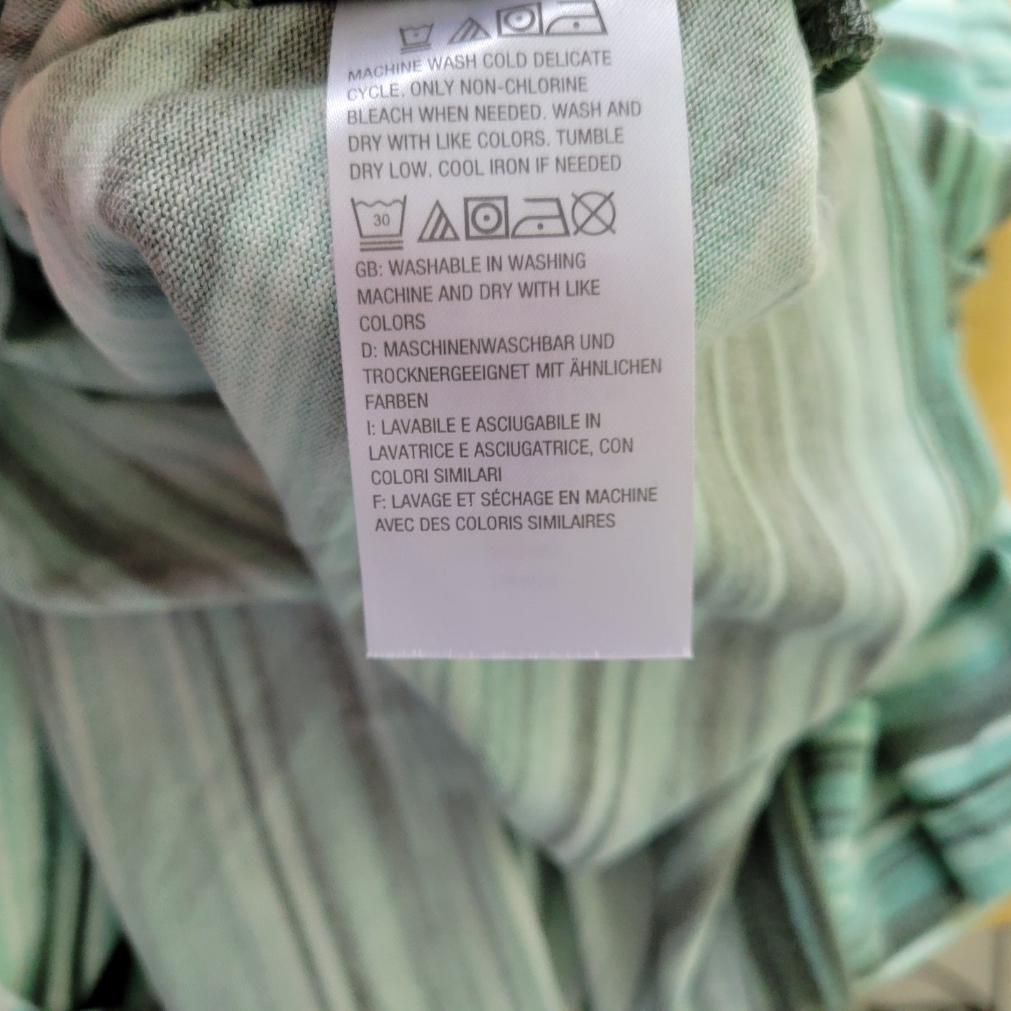 Denim & Co 1X Green Gray Striped Cowl Neck Tunic 3/4 Sleeve Drawstring STR194E