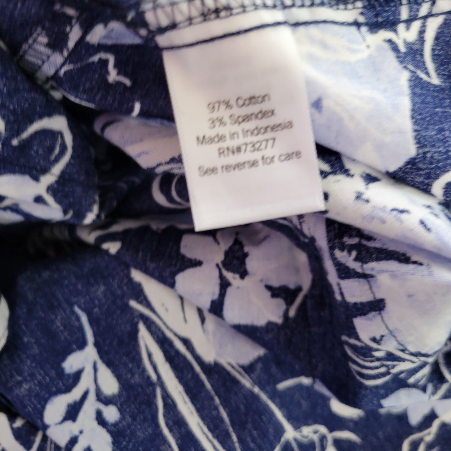 Croft & Barrow XL Blue White Floral Button Up Top Long Sleeve FLO265E