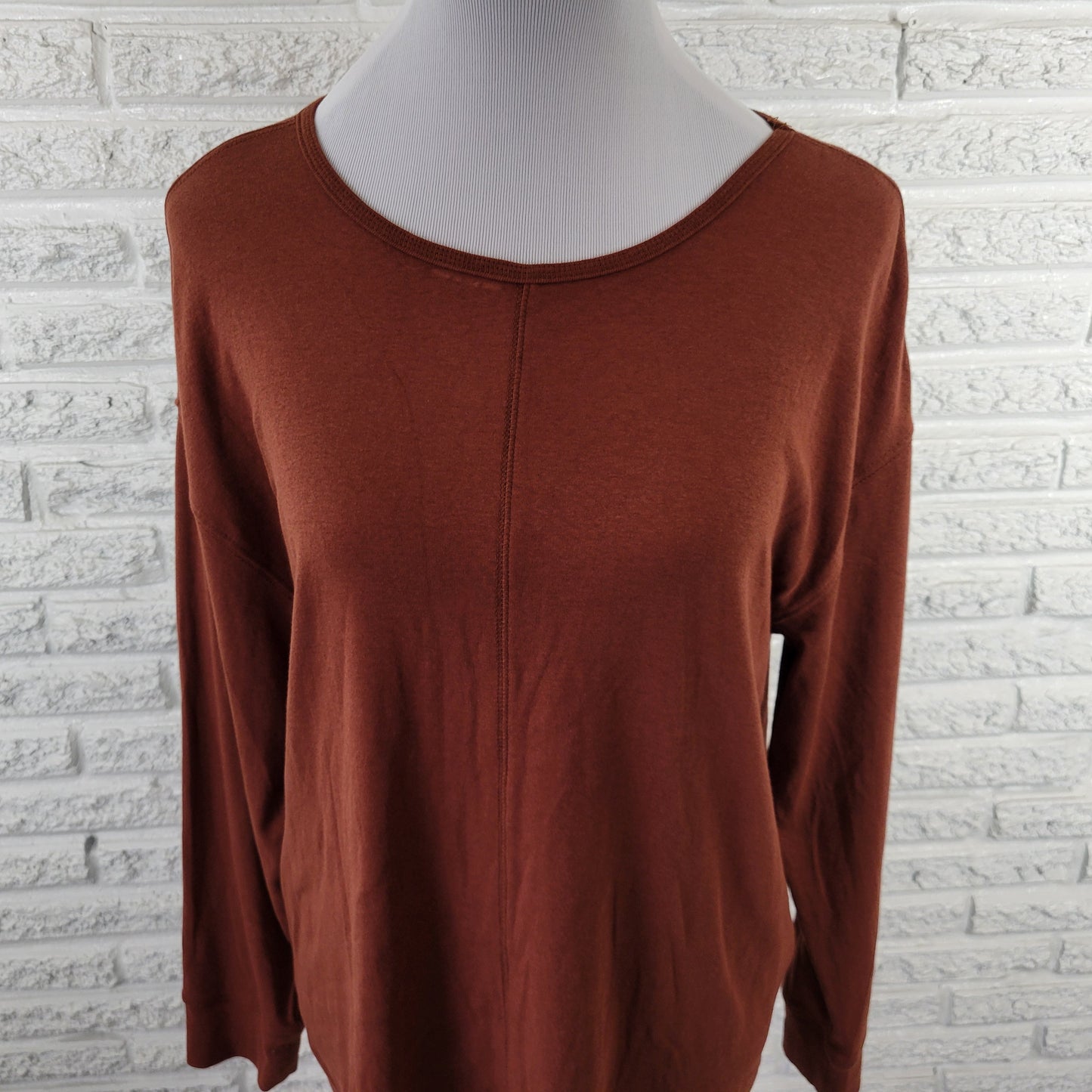 Westbound 1X Plus Tee Brown Long Sleeve T-Shirt Crew Neck Cotton Blend BRO2E