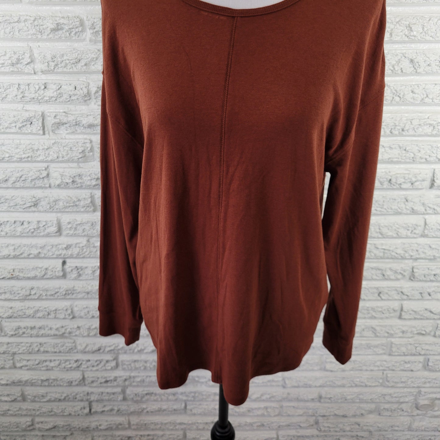 Westbound 1X Plus Tee Brown Long Sleeve T-Shirt Crew Neck Cotton Blend BRO2E