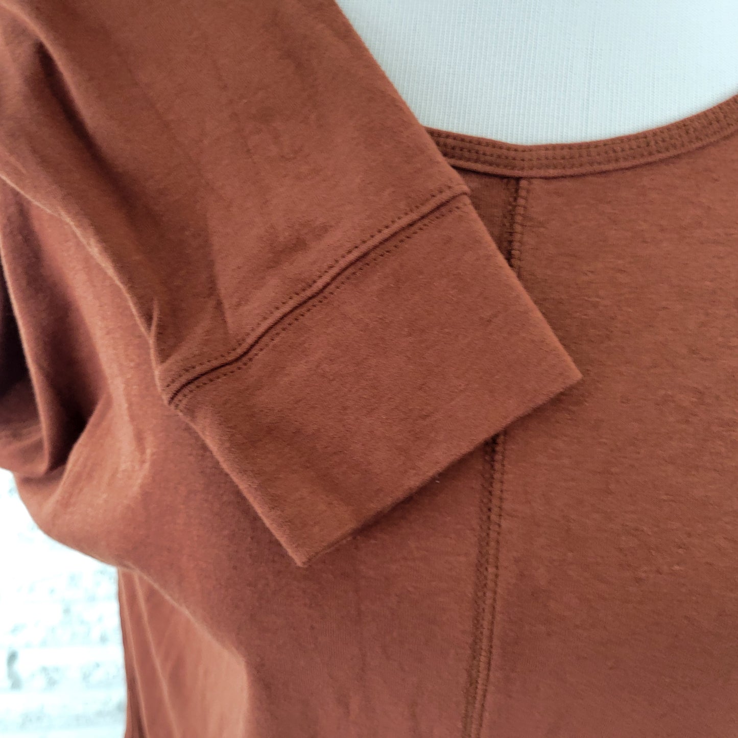 Westbound 1X Plus Tee Brown Long Sleeve T-Shirt Crew Neck Cotton Blend BRO2E