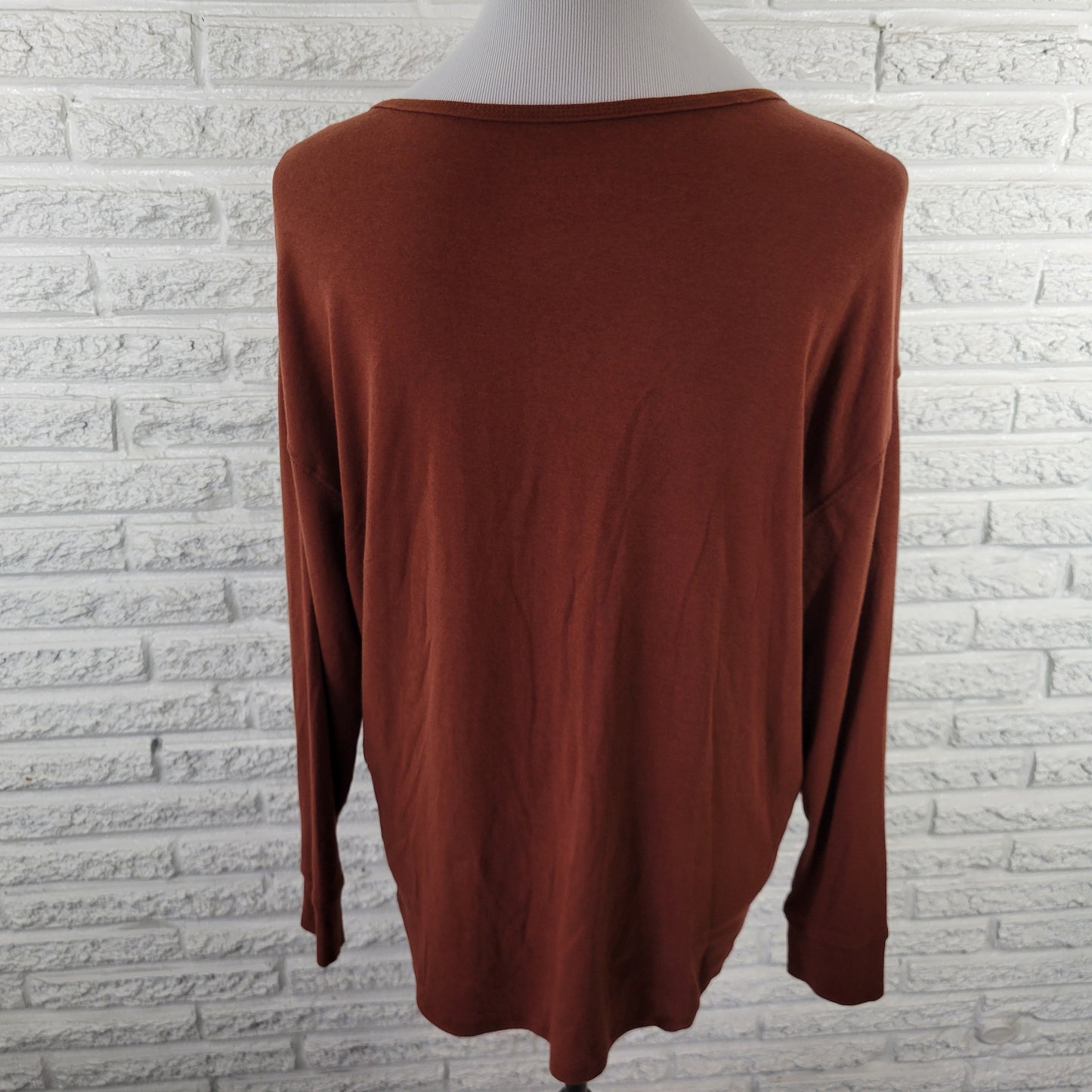 Westbound 1X Plus Tee Brown Long Sleeve T-Shirt Crew Neck Cotton Blend BRO2E