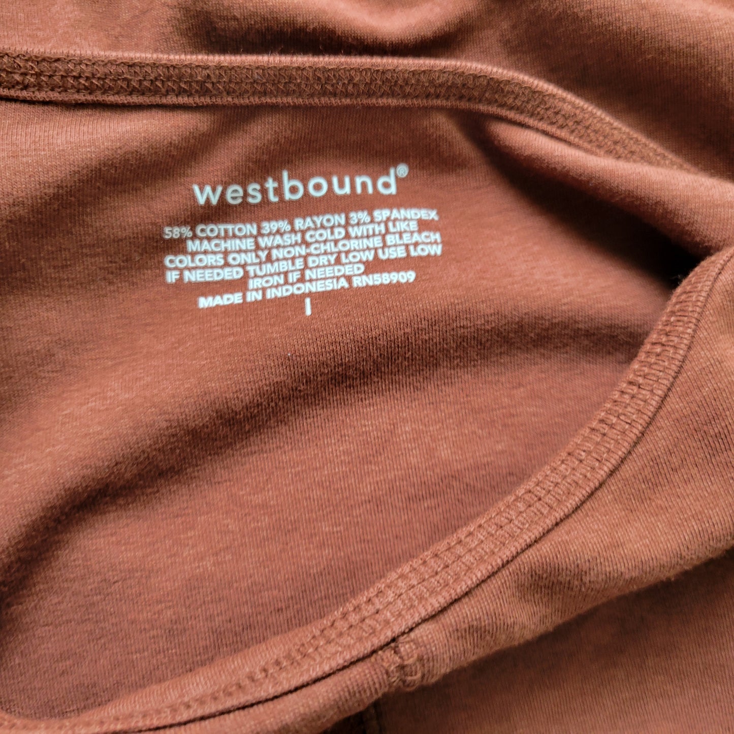 Westbound 1X Plus Tee Brown Long Sleeve T-Shirt Crew Neck Cotton Blend BRO2E