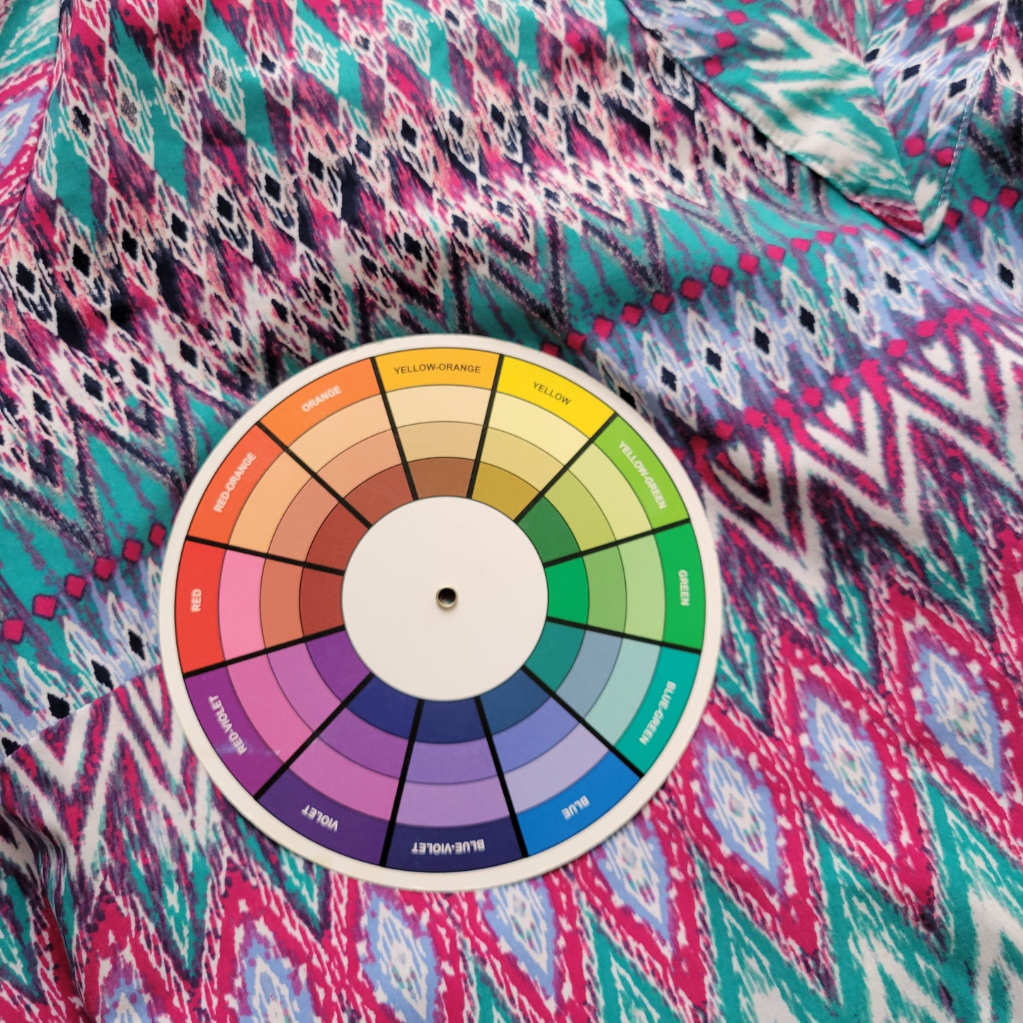 Kim Rogers 2X Plus Women's Top Multicolor Geometric V-Neck GEO288E