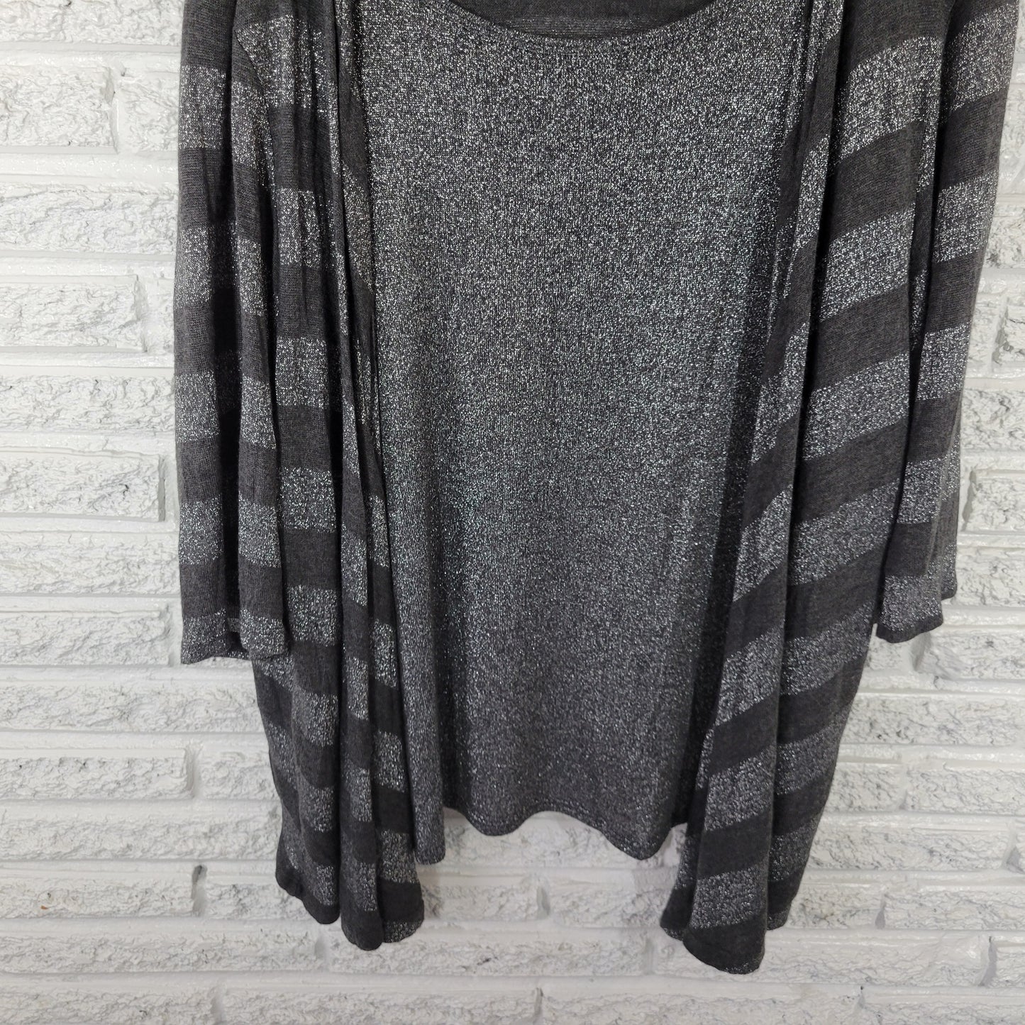 Catherines Liz & Me 3X 26W 28W Tunic Black Silver Metallic Sparkle BLA168E